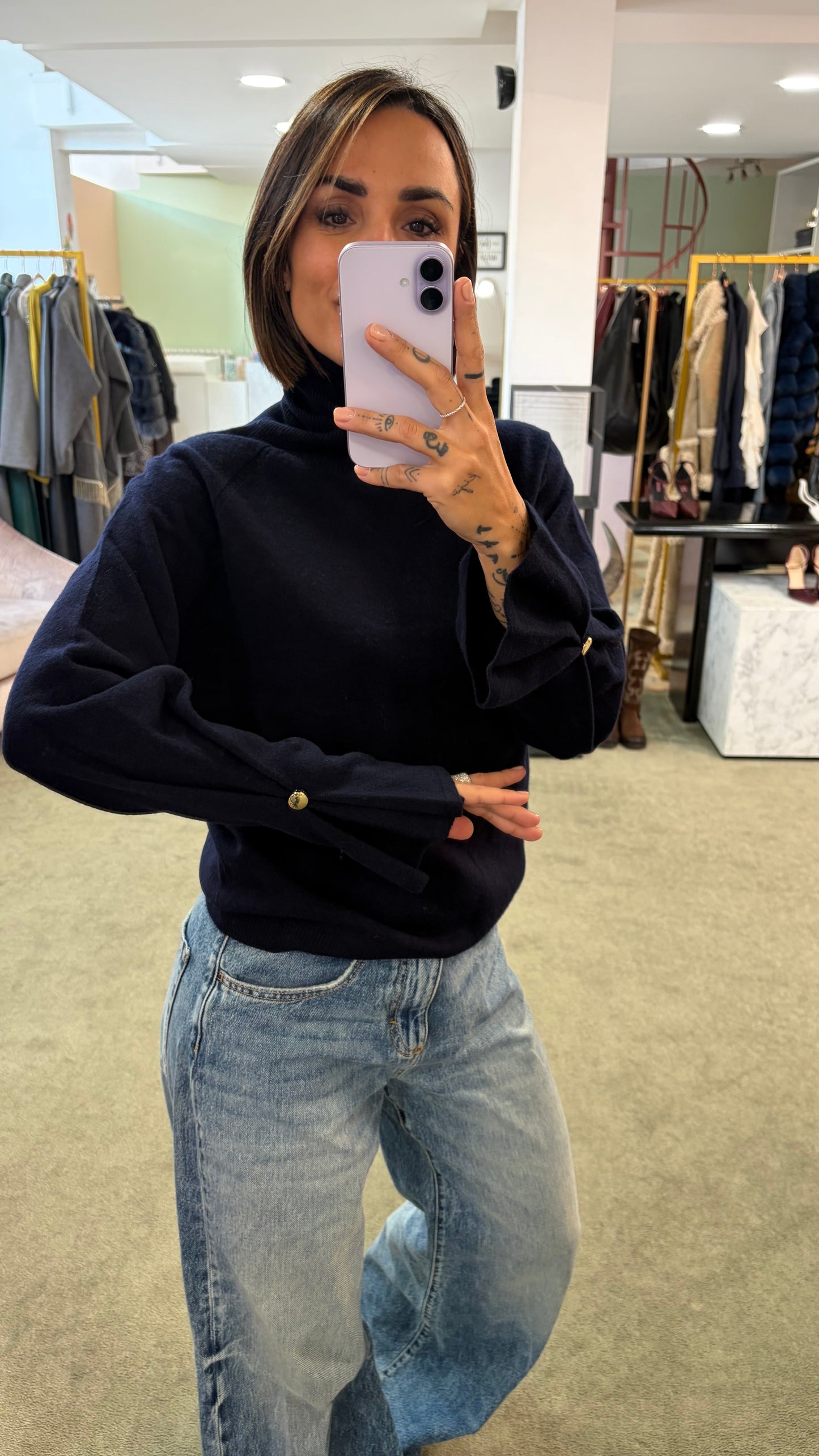 Dolcevita blu notte manica a calla fr