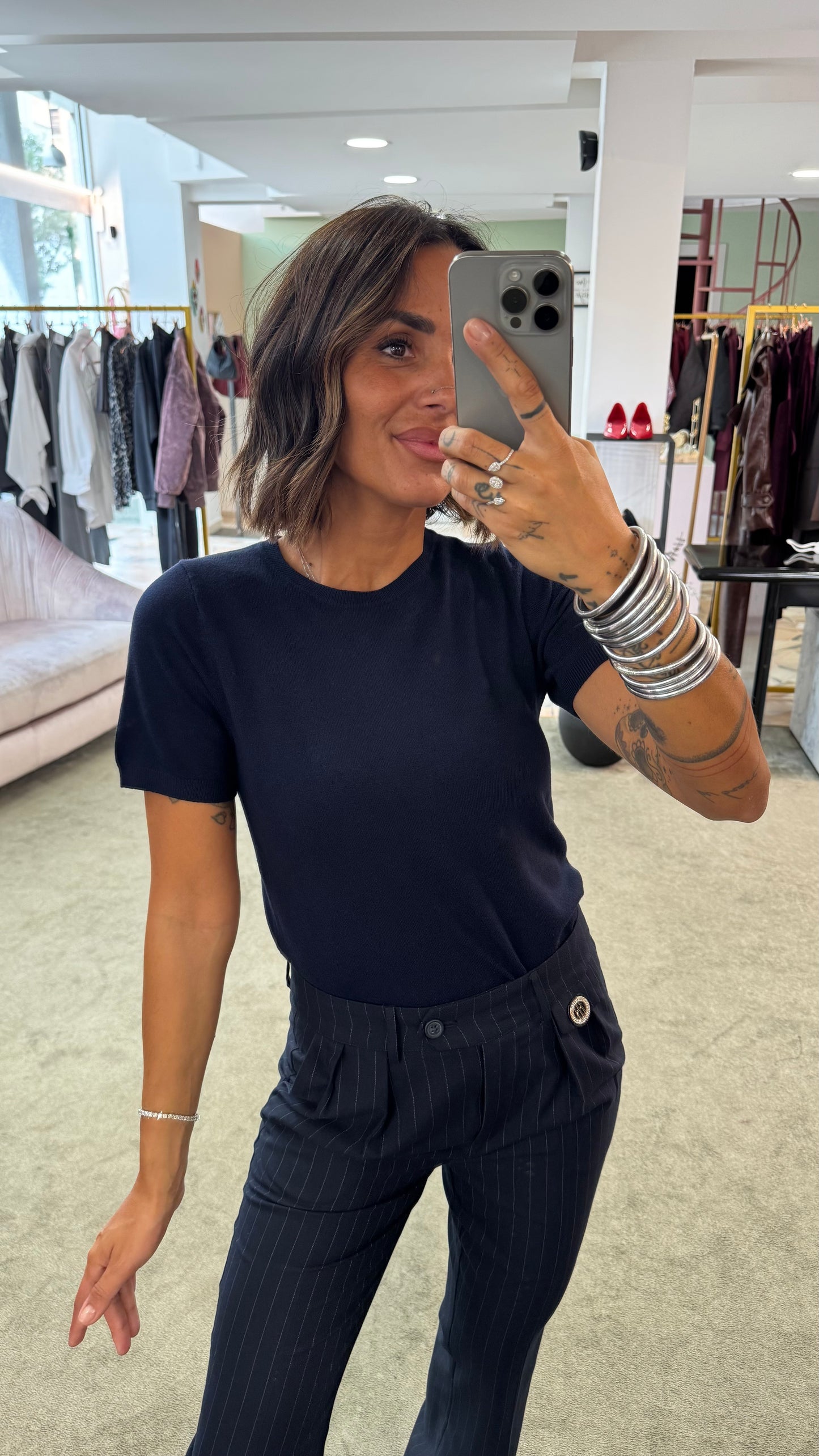 Maglia blu notte manica corta tk