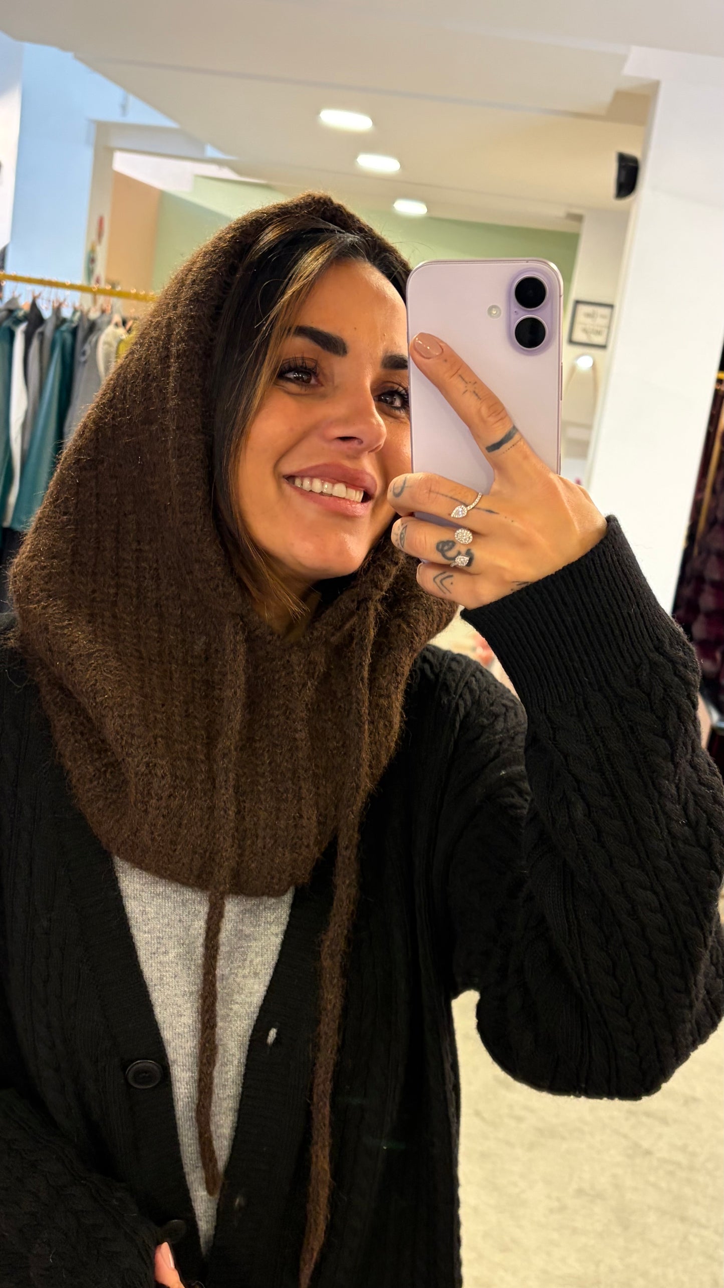 Balaclava marrone a costine