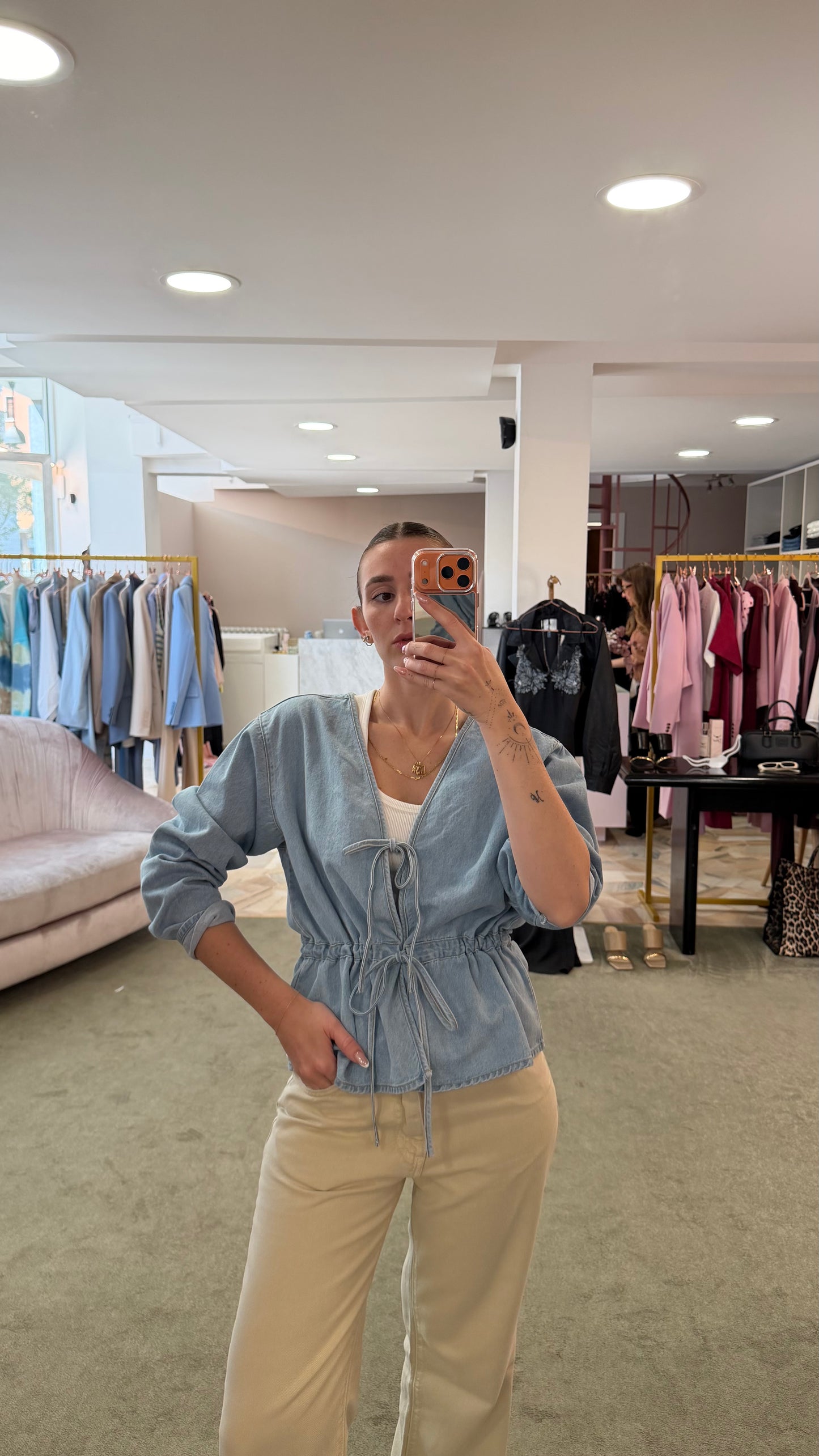 Camicia giacchino  in jeans con fiocchi jx