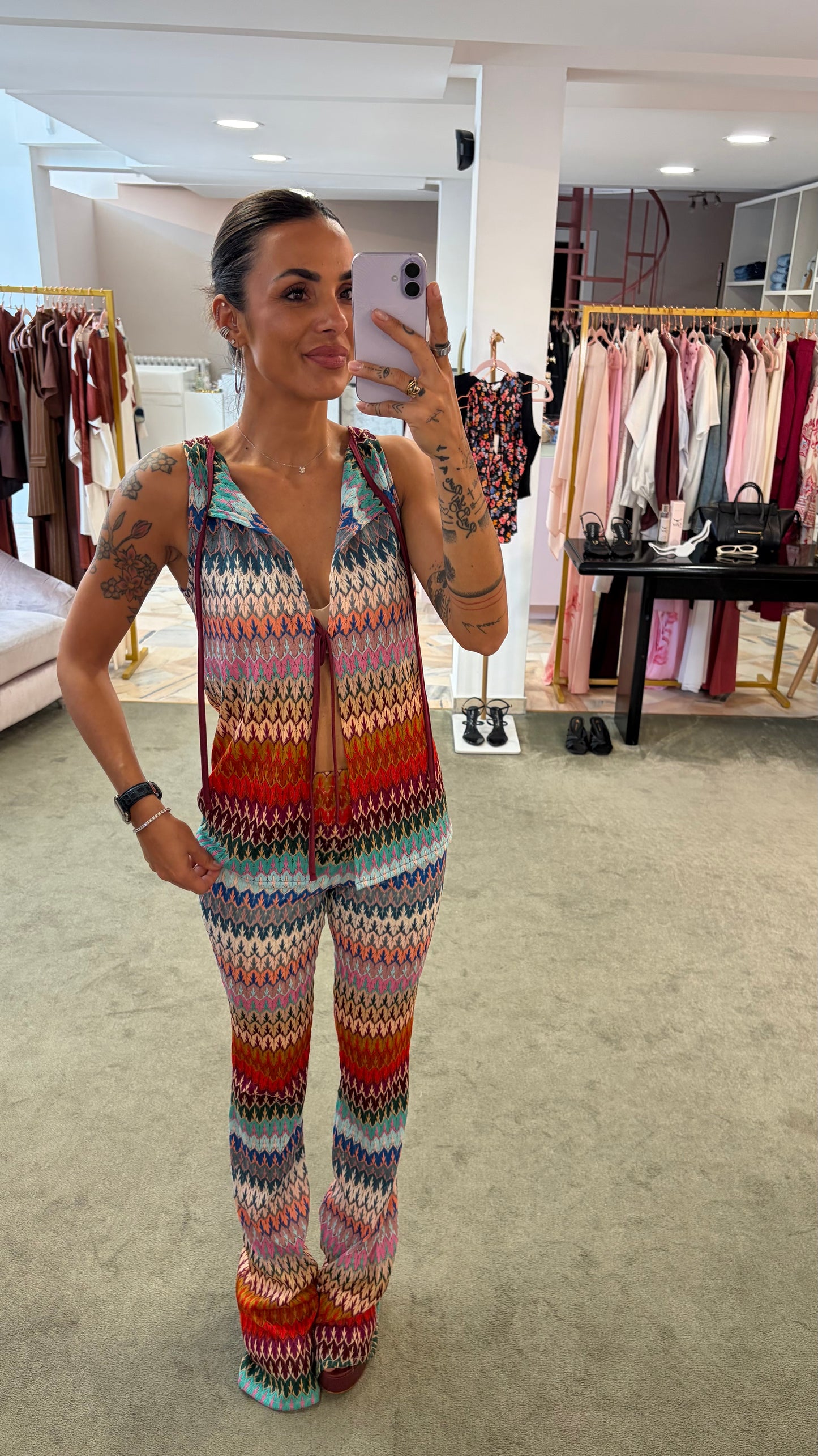 Pantaloni a zampa multicolor missoni vibes ks