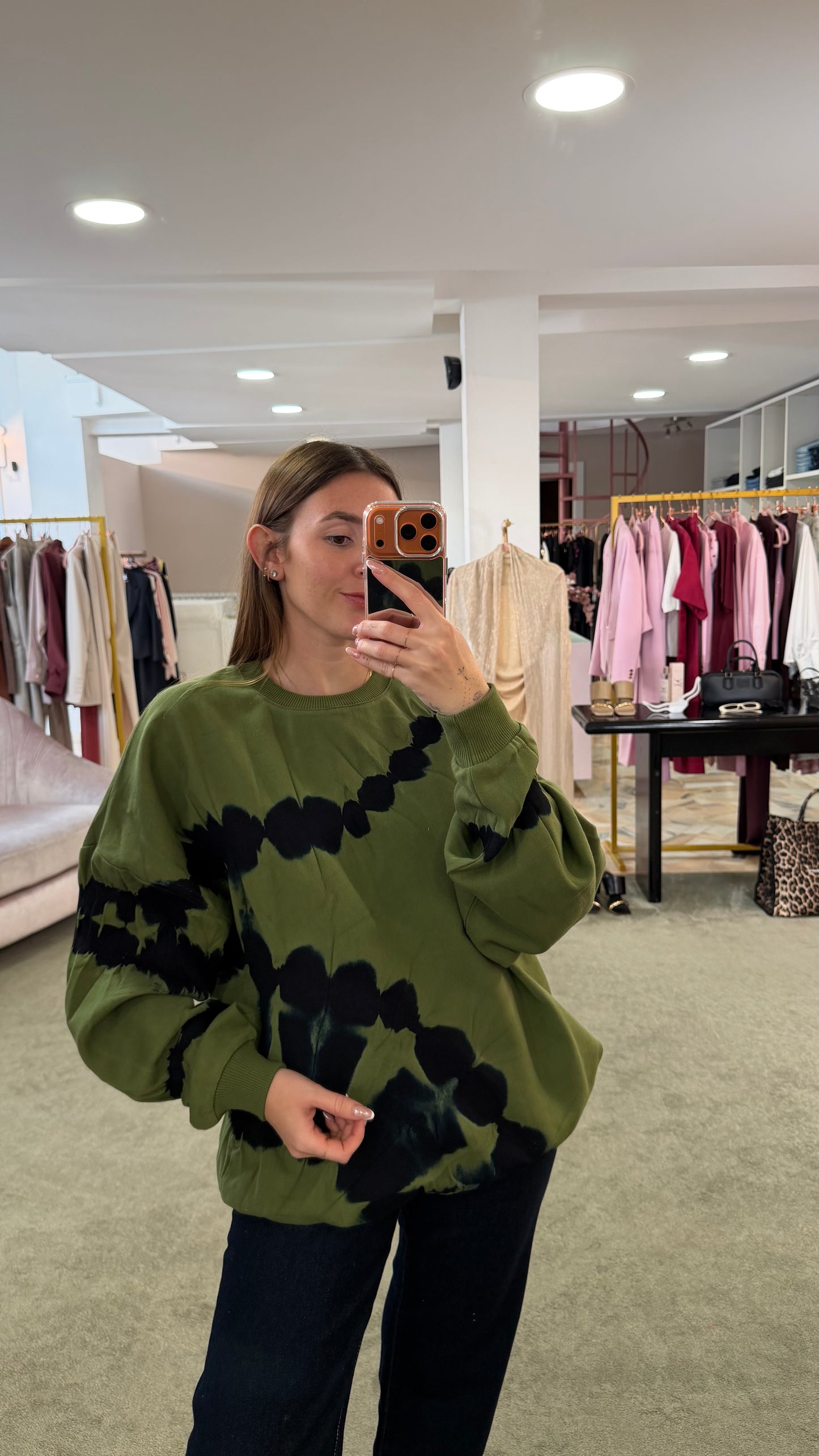 Felpa verde militare tie-dye girocollo Don't@Me