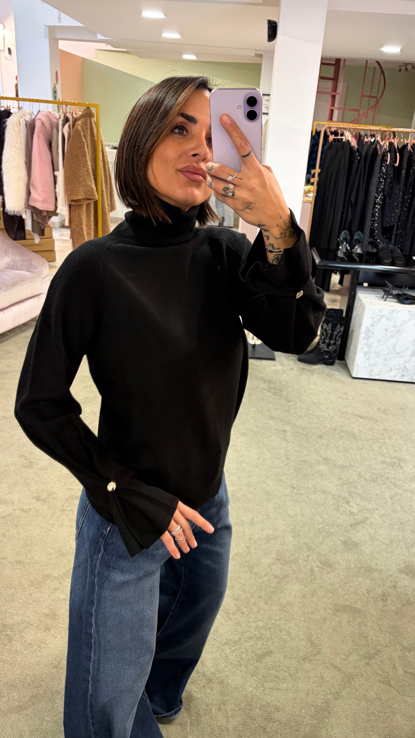 Dolcevita nero manica a calla fr