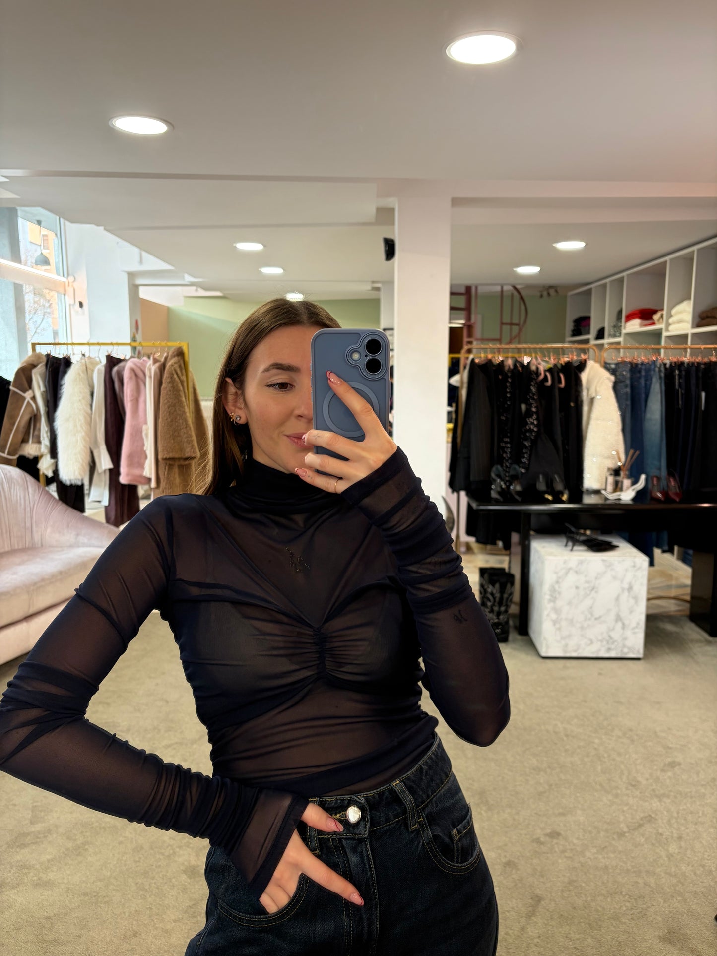 Body blu notte in tulle ks