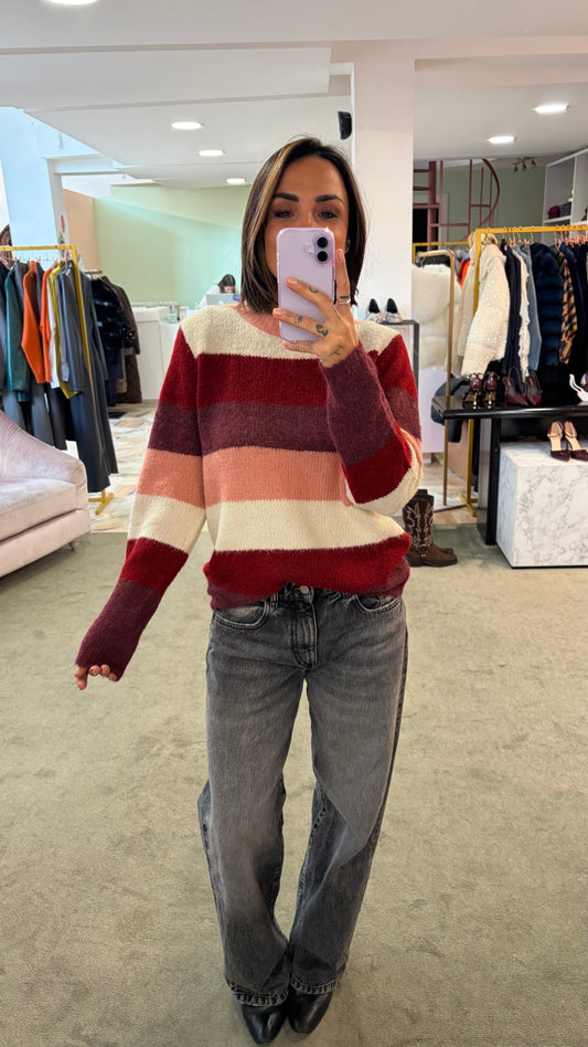 Maglione a righe multicolor girocollo sy