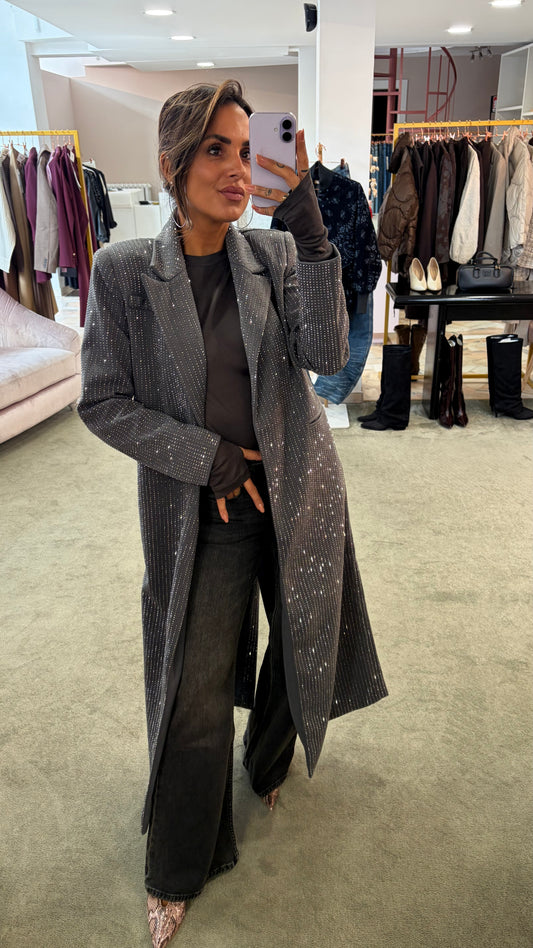 Cappotto lungo grigio cristalli tw