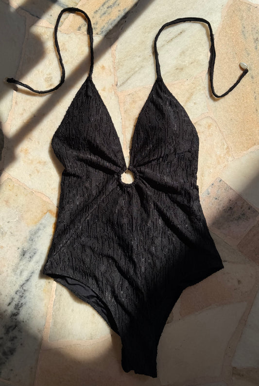Costume intero nero maglia devoree Cotazur