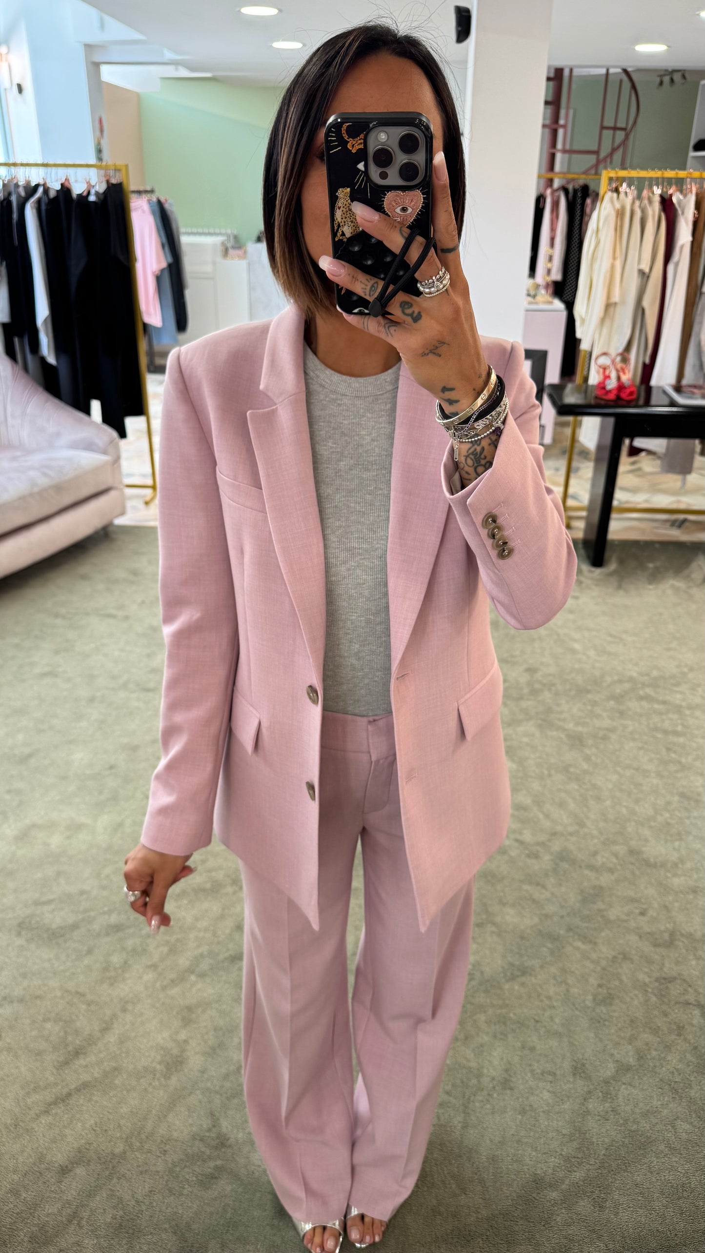 Blazer rosa malva melange dritto sl