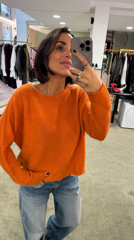 Maglione arancio terracotta girocollo lh