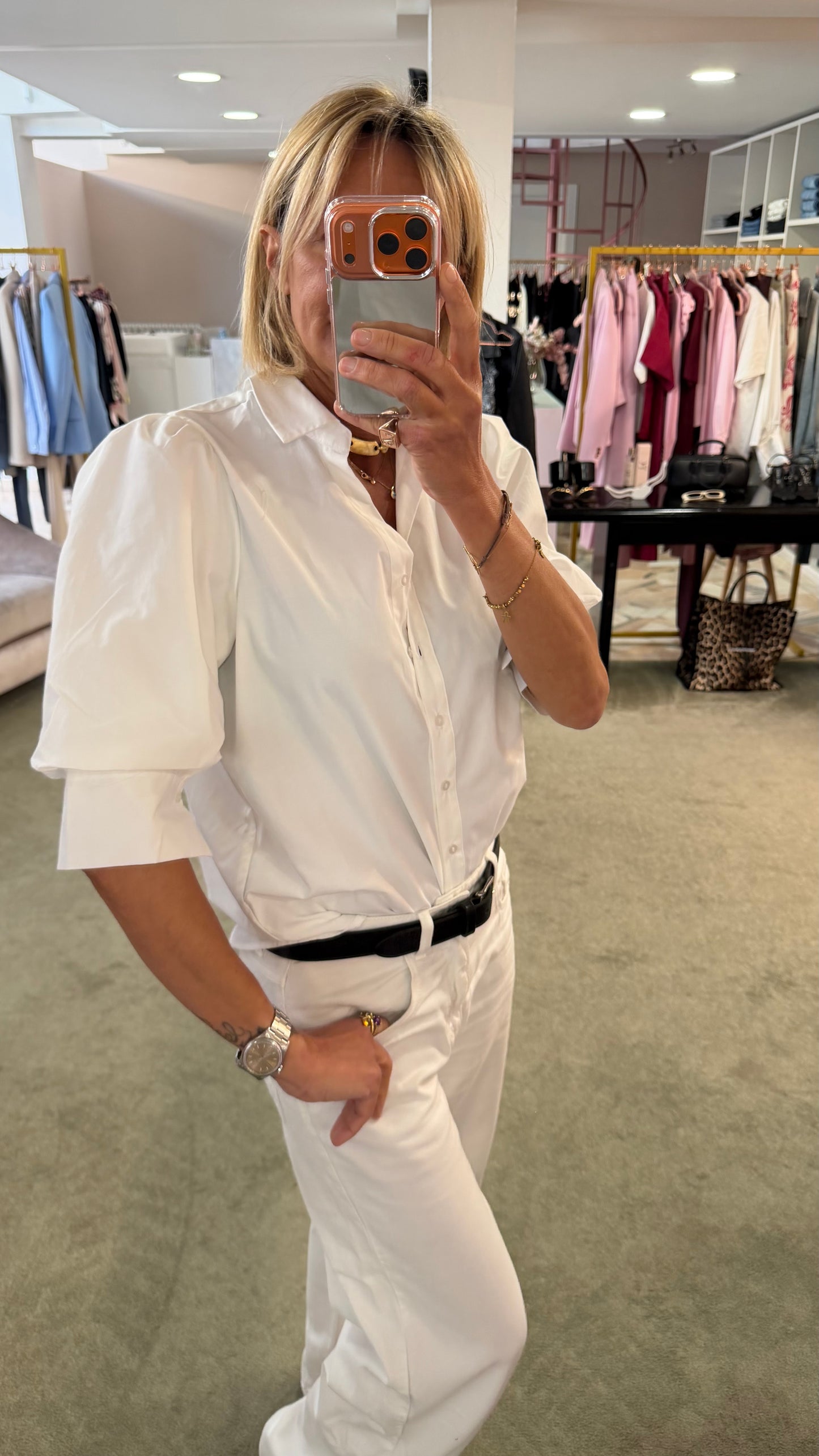 Camicia bianca manica a sbuffo 3/4 sy