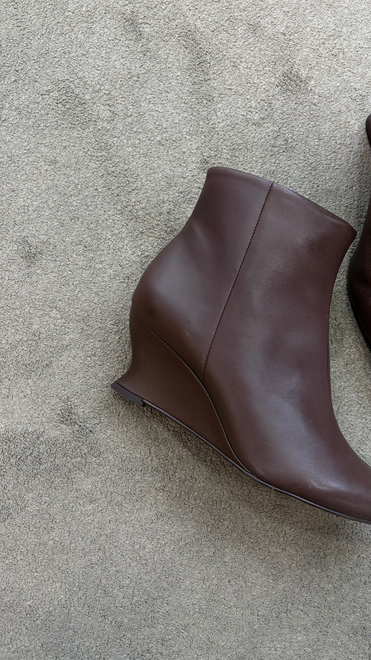 Stivaletto marrone cioccolato in pelle con tacco zeppa cr