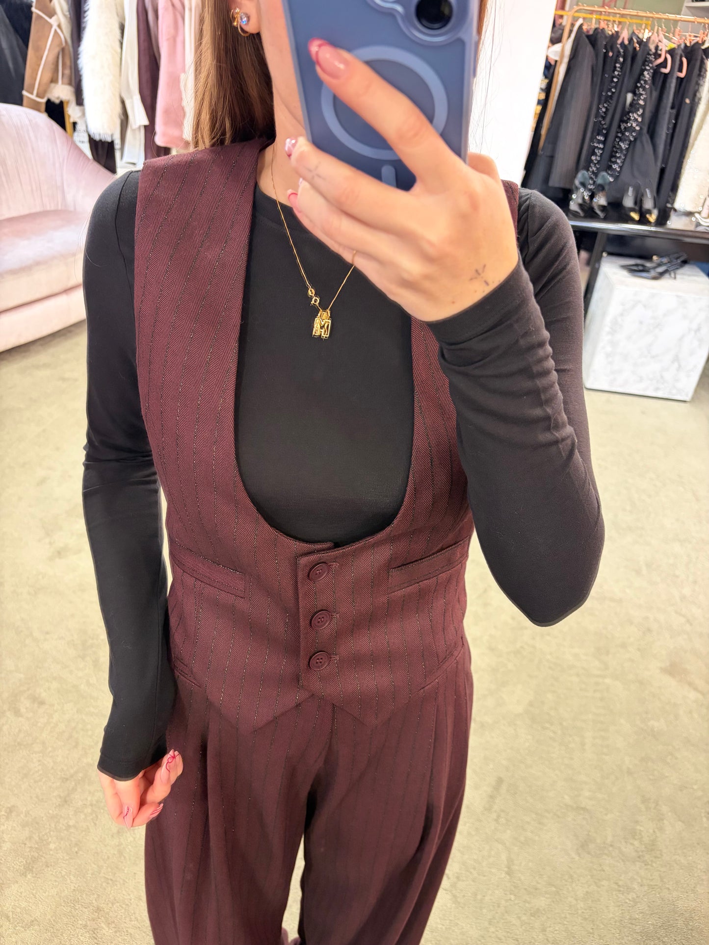 Gilet agata MAR DE MARGARITAS bordeaux gessato