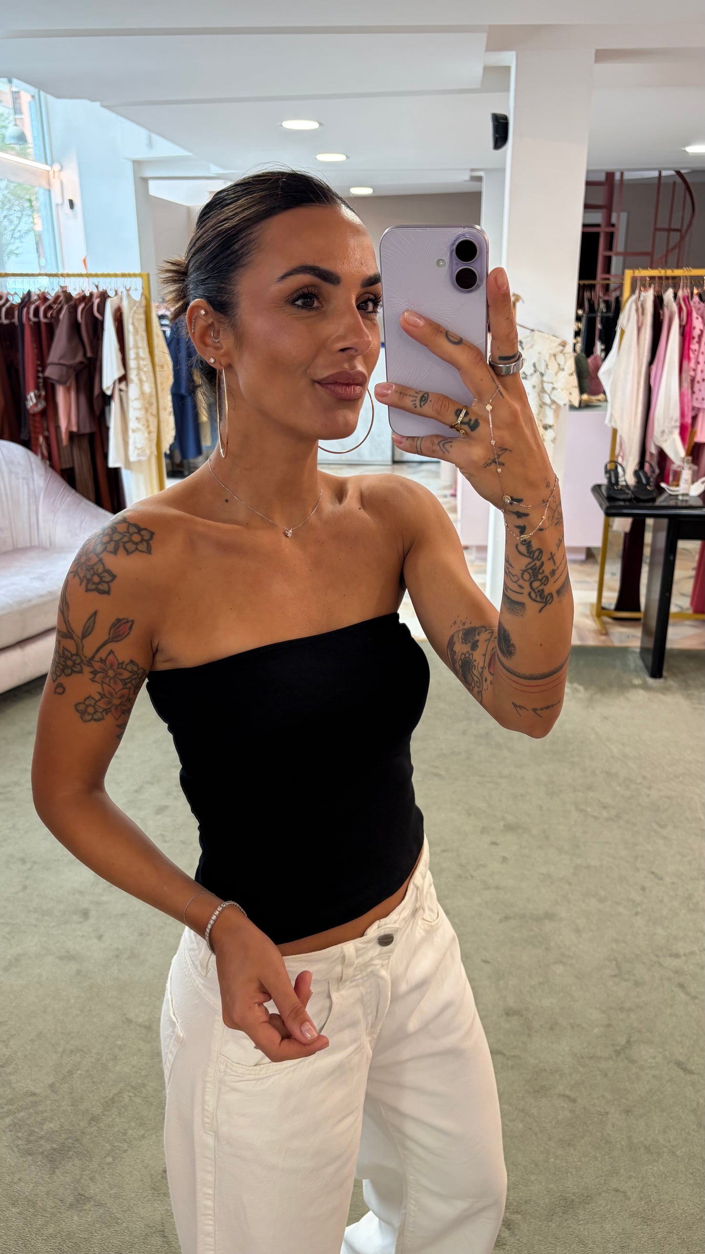 Top a fascia nero jx