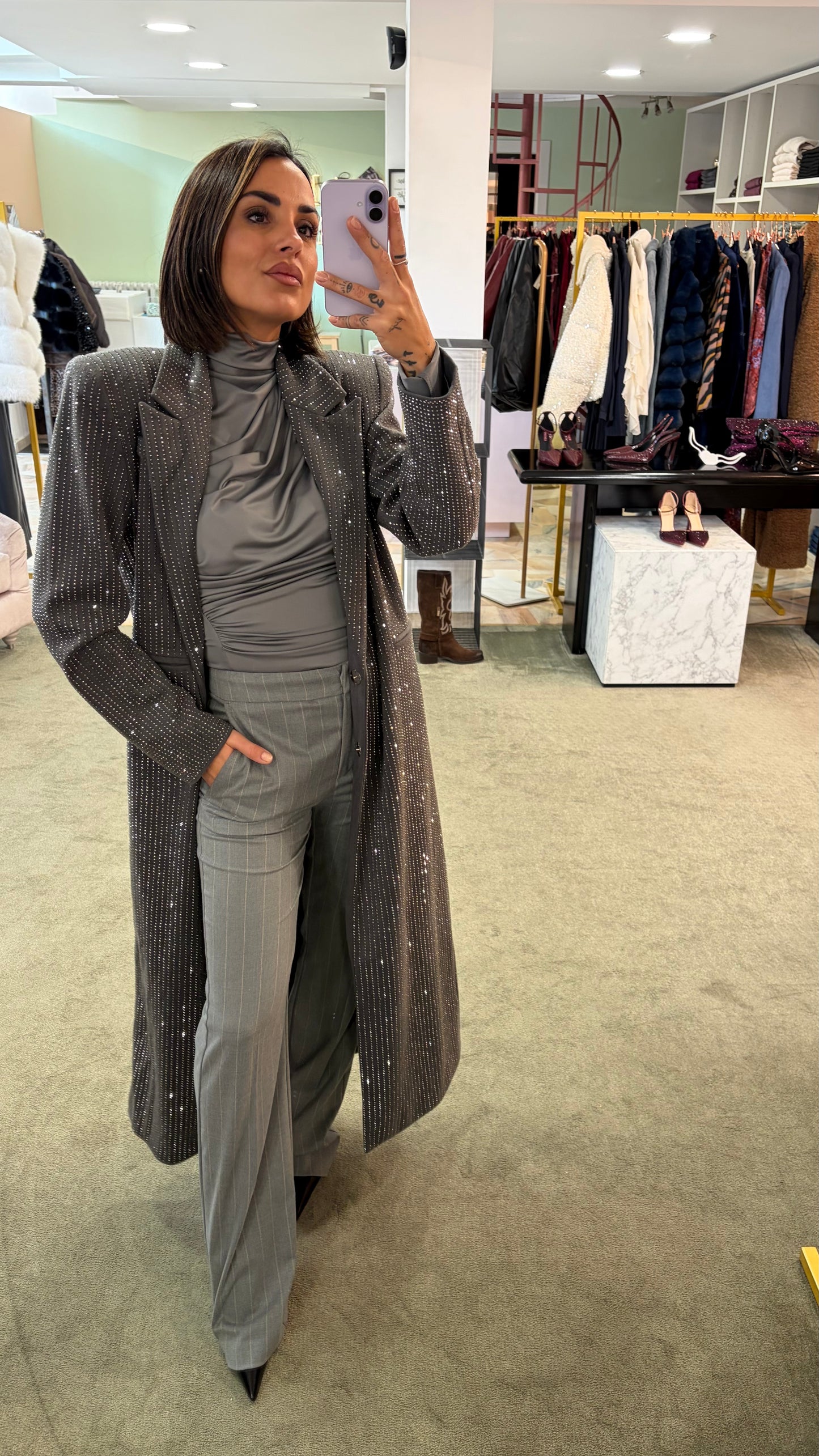 Pantaloni grigi gessatI MAR DE MARGARITAS