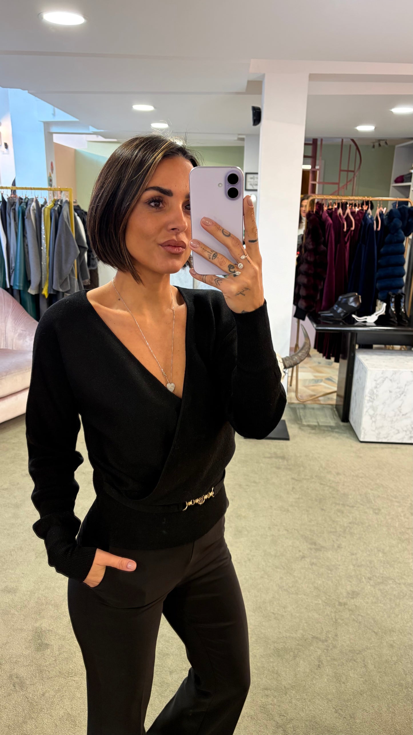 Scaldacuore nero in lurex con cinturino fr