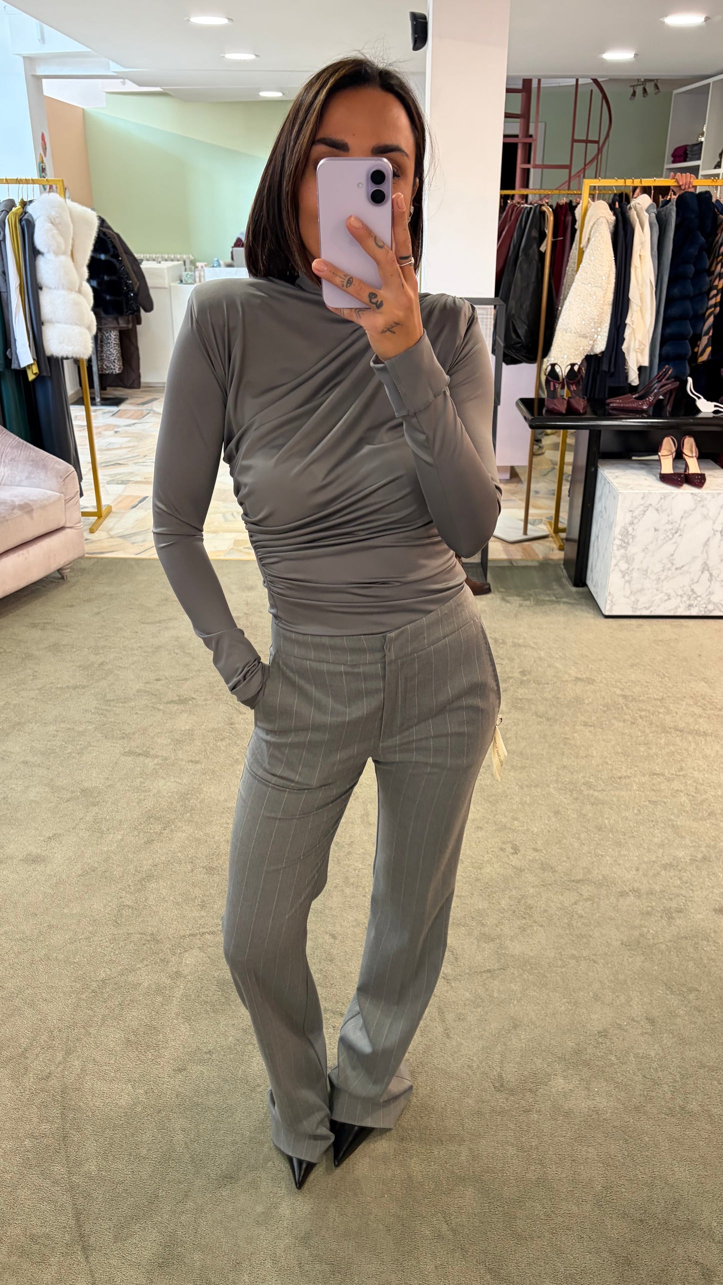 Pantaloni grigi gessatI MAR DE MARGARITAS