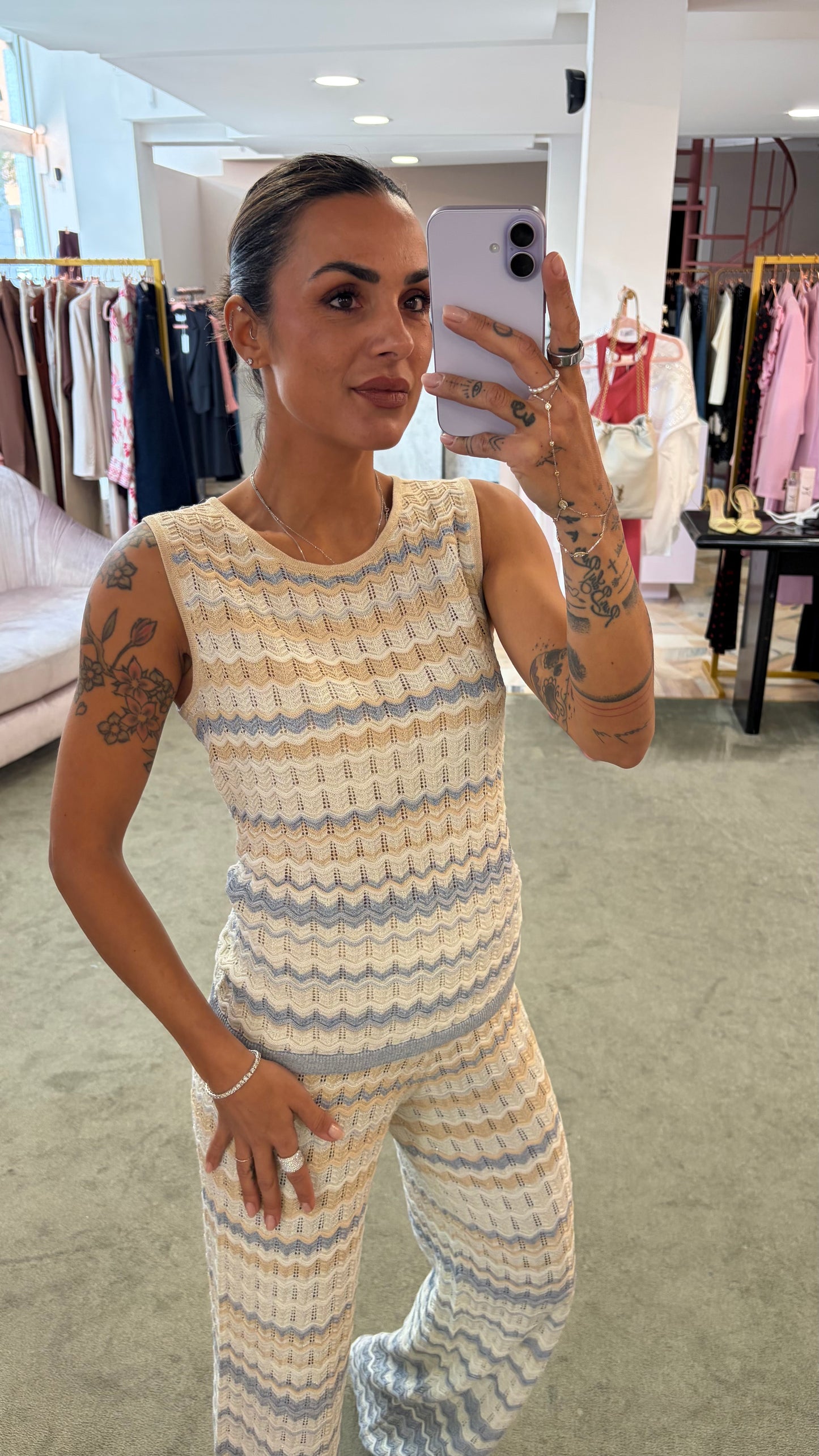 Canotta missoni vibes azzurro e beige bj