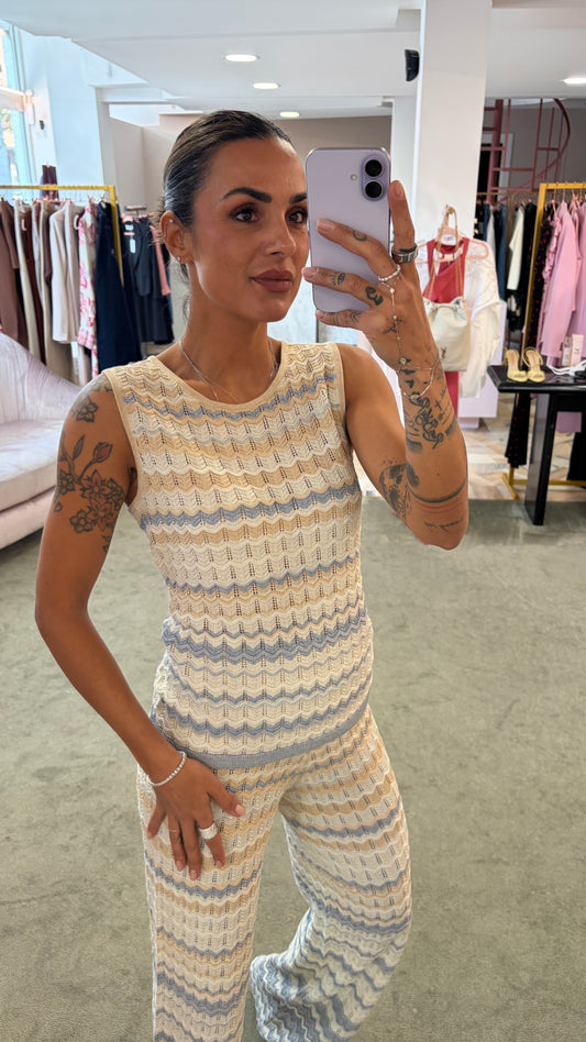 Canotta missoni vibes azzurro e beige bj