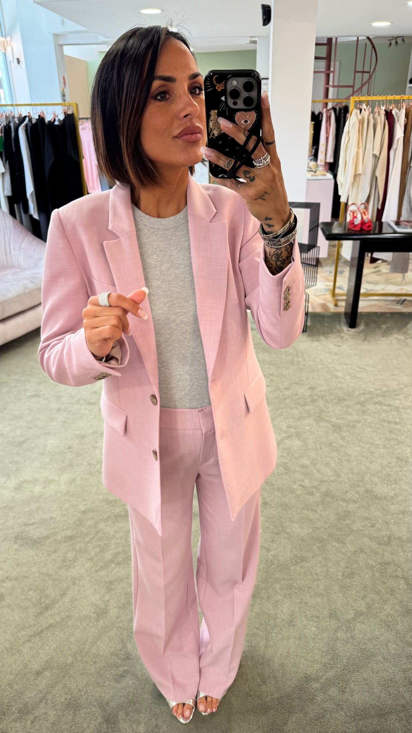 Blazer rosa malva melange dritto sl