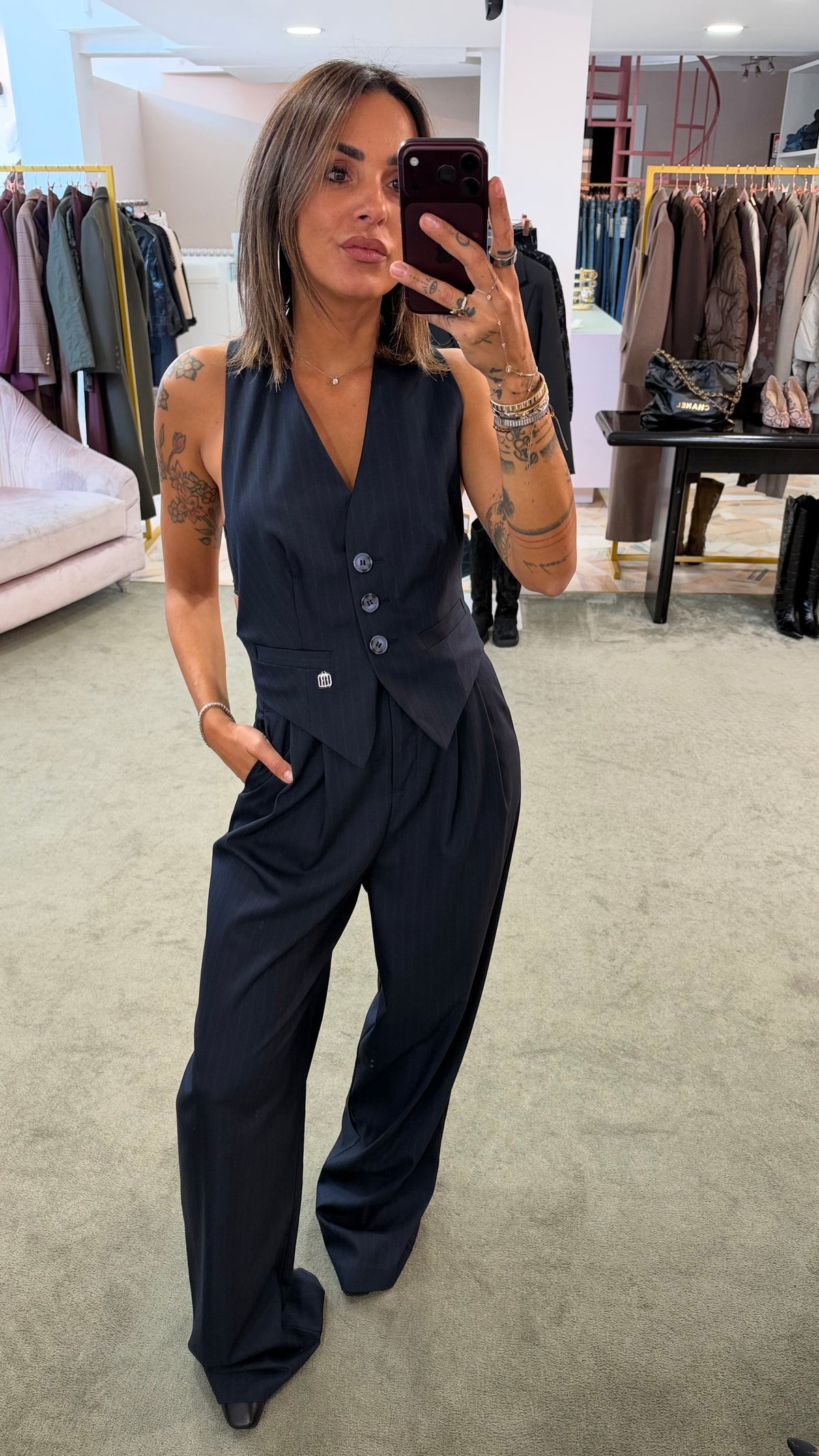 Jumpsuit blu gessata fr