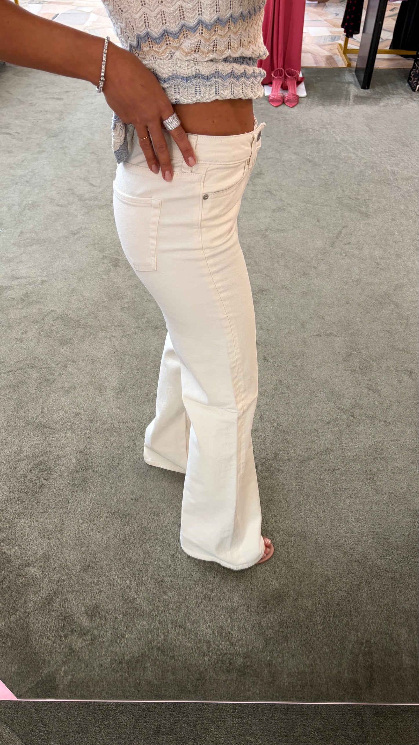 Jeans rome flare bianco panna