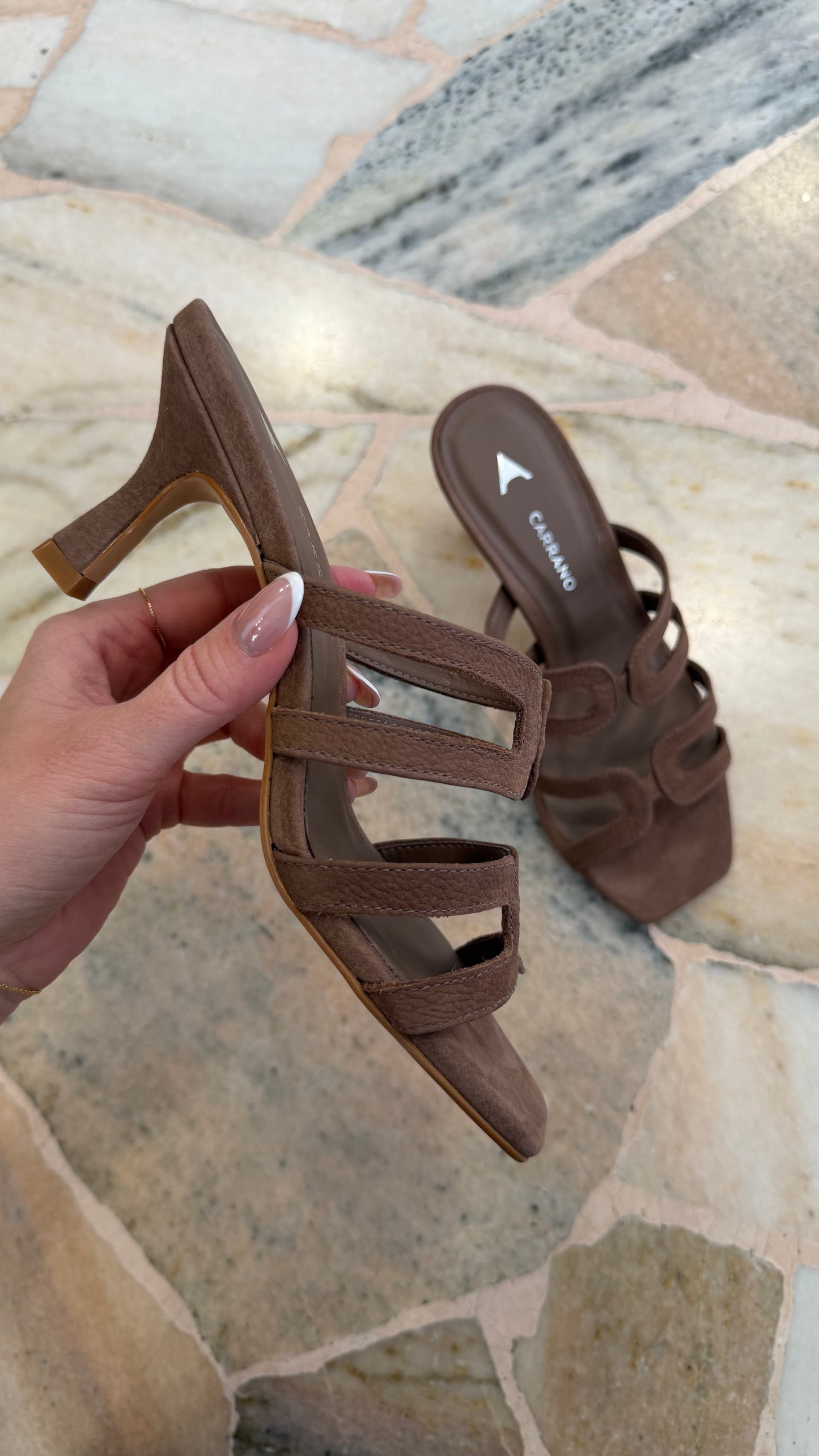 Sandalo marrone in nabuk doppia fascia cr