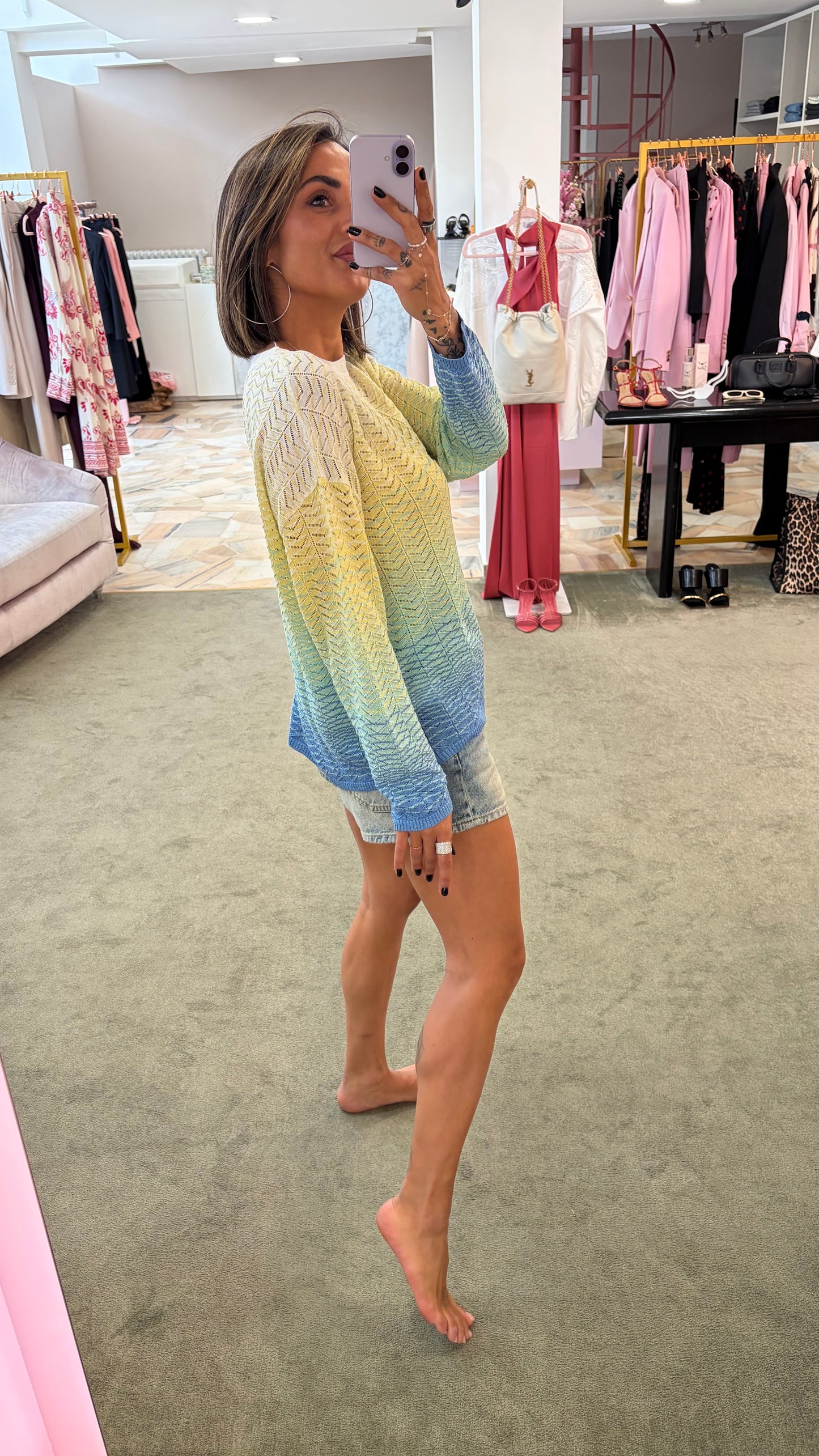 Maglione missoni vibes giallo e azzurro degradè bj