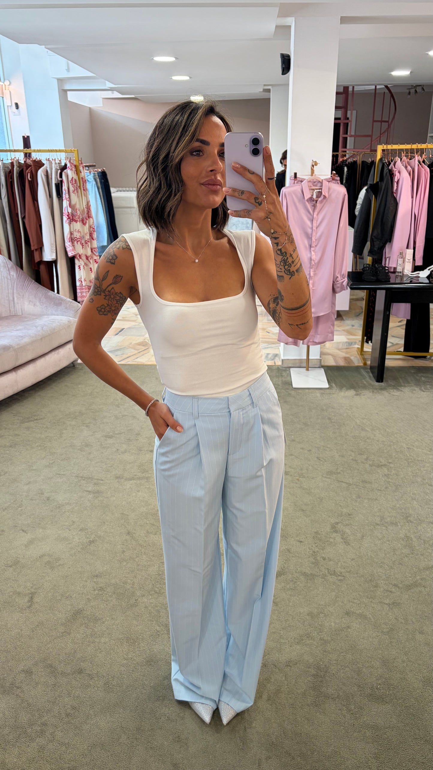 Canotta bianca isabella scollo quadrato jx