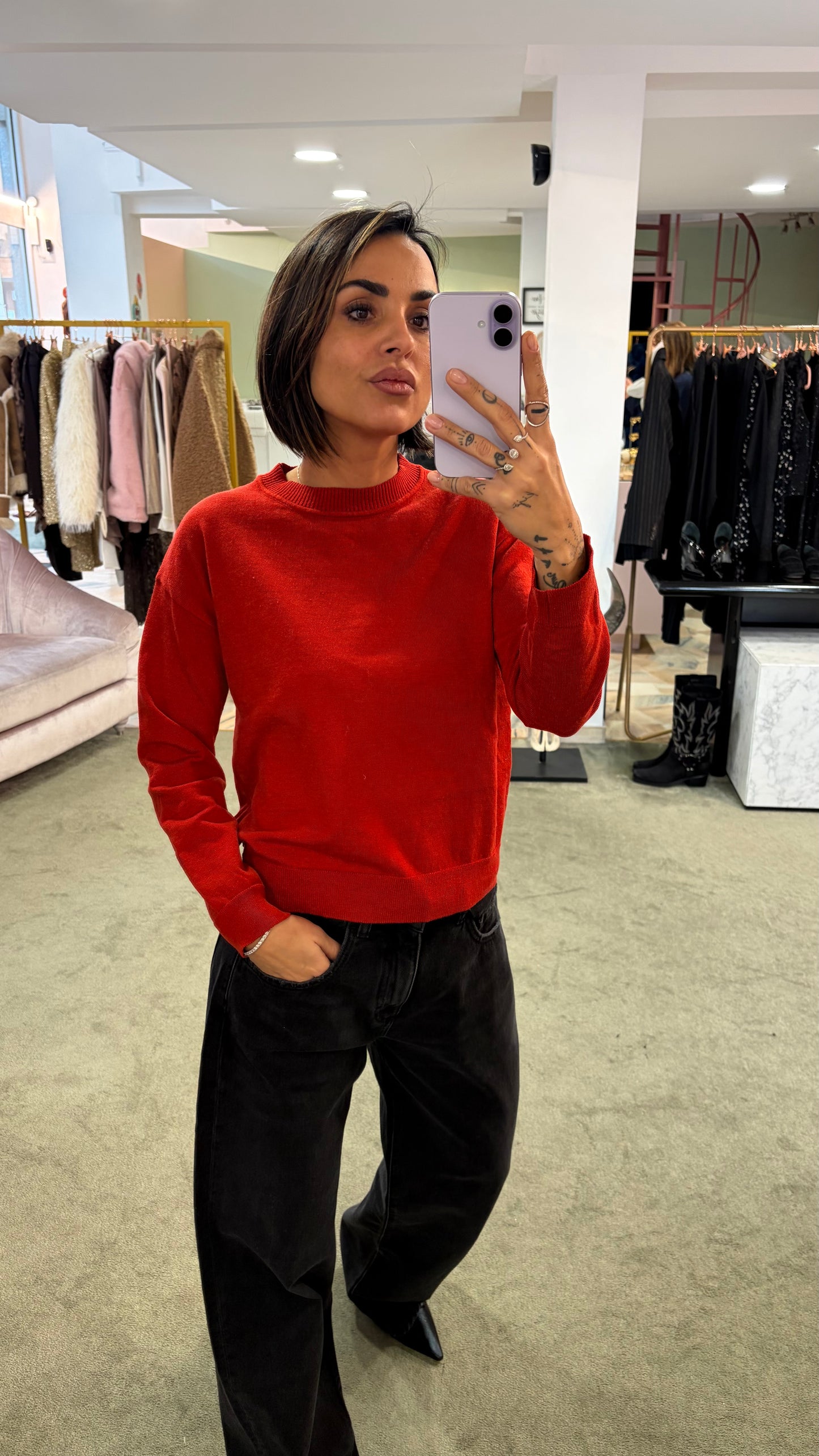 Maglione girocollo rosso ay