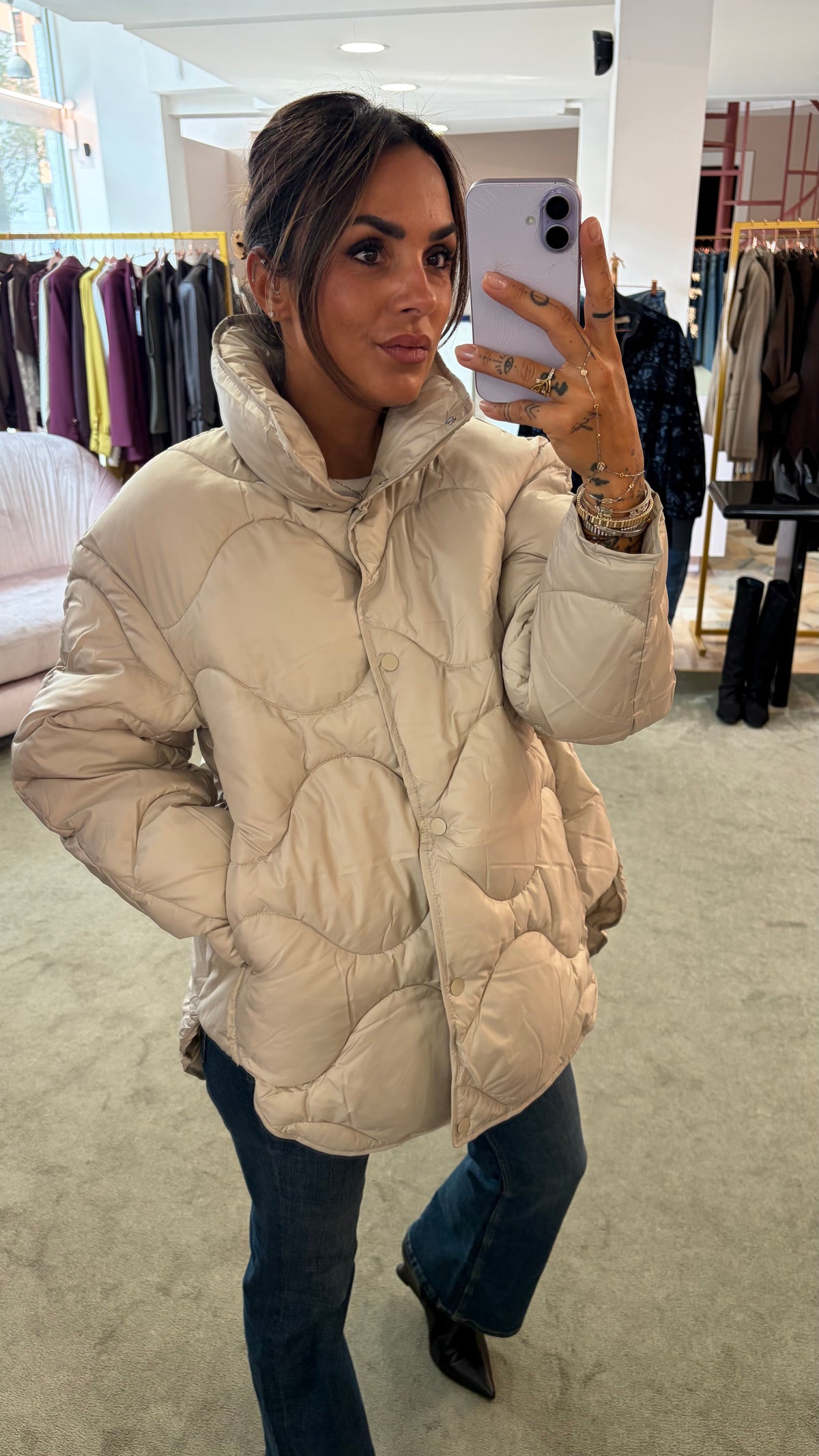 Piumino stella beige trapuntato jx