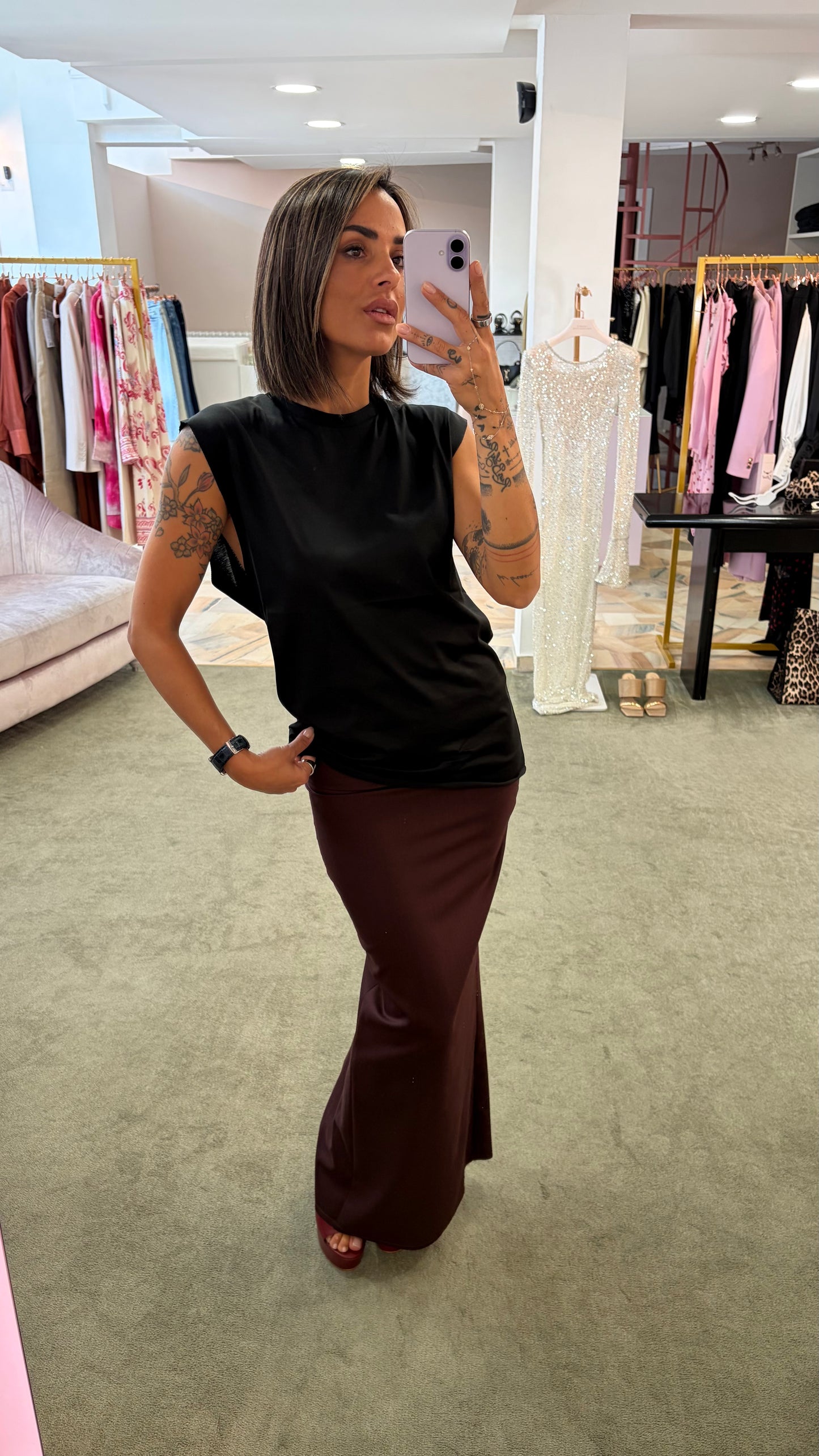 Canotta nera over taglio vivo Marsem