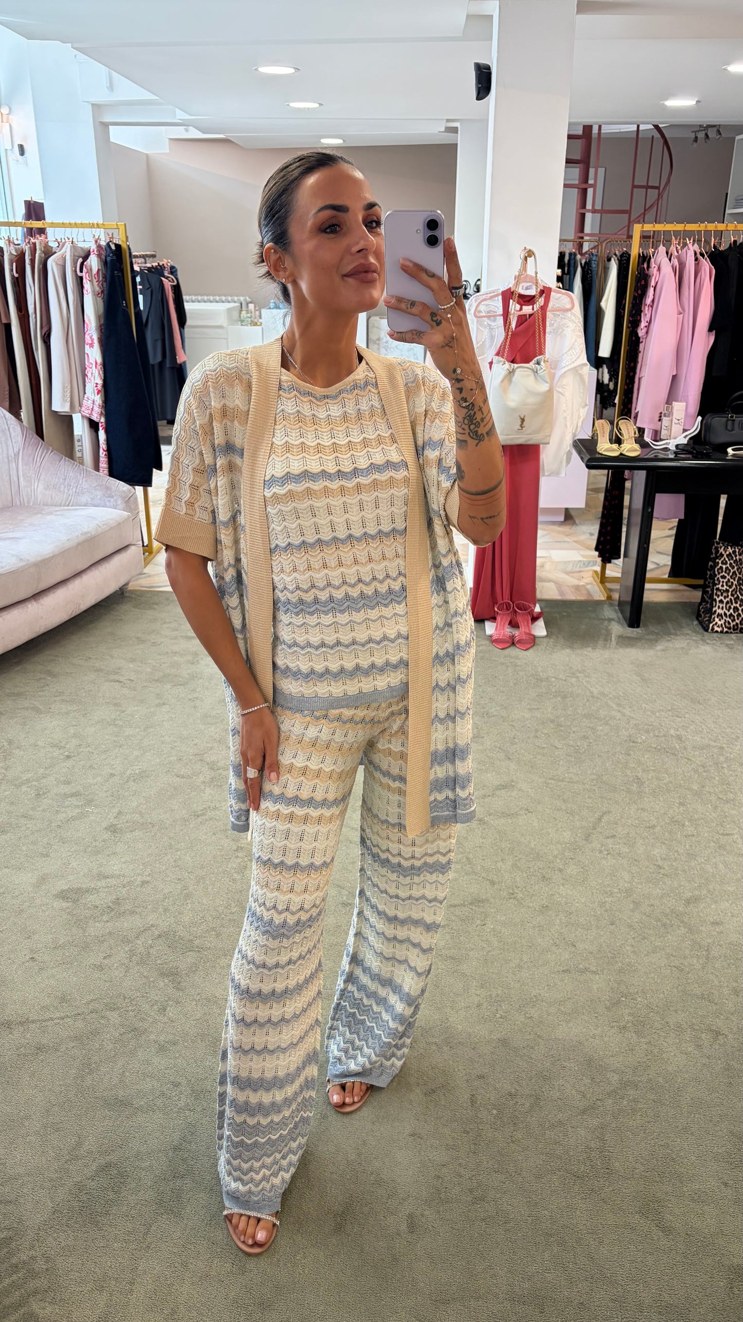 Pantaloni missoni vibes azzurro e beige bj