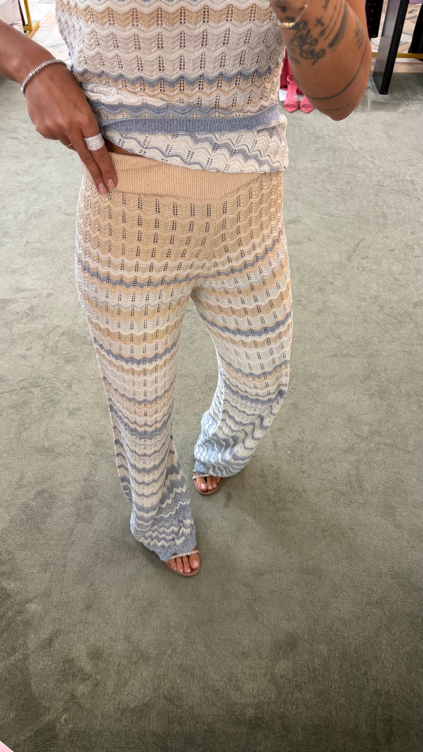 Pantaloni missoni vibes azzurro e beige bj