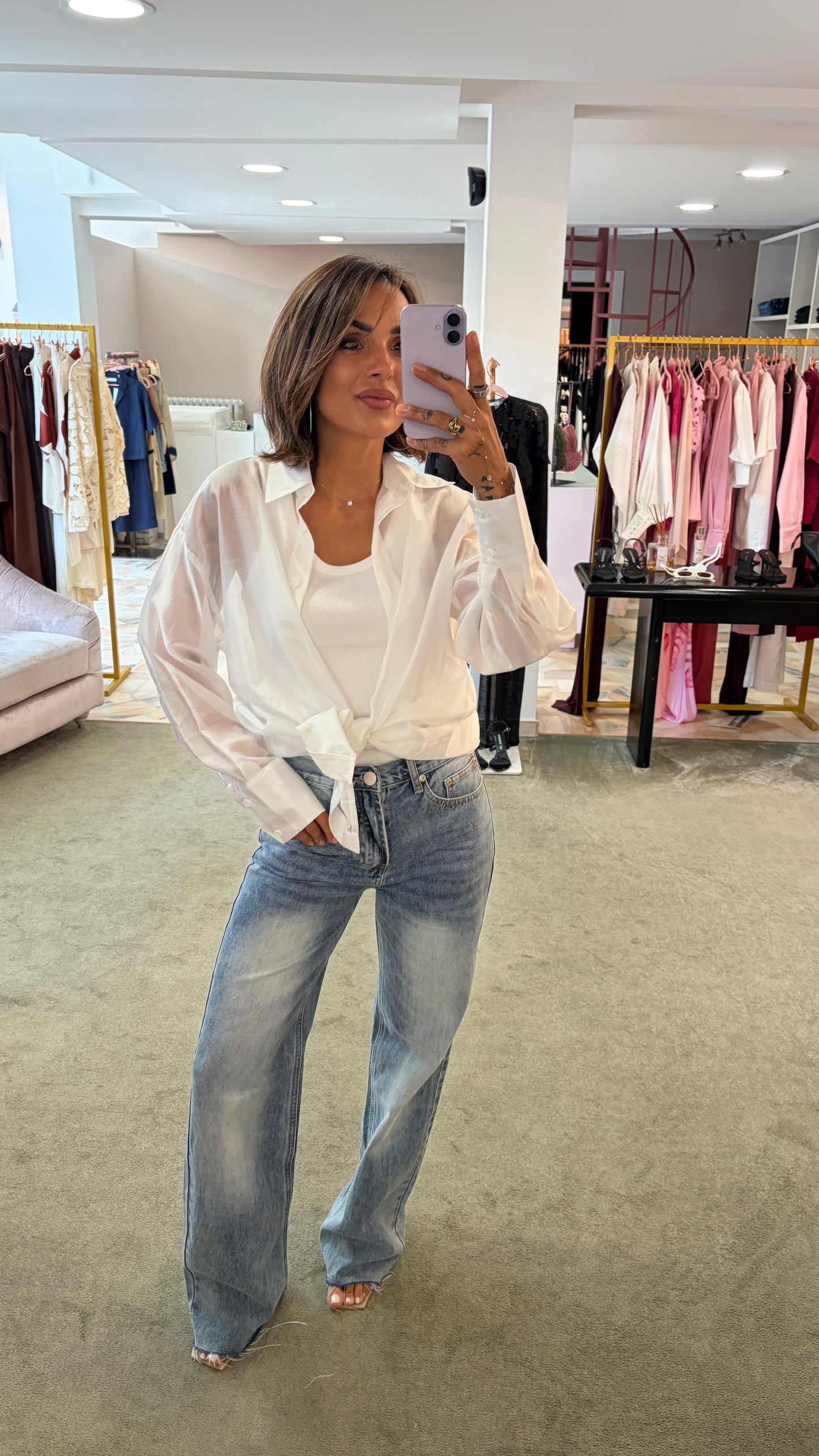 Camicia over bianca trasparente gl