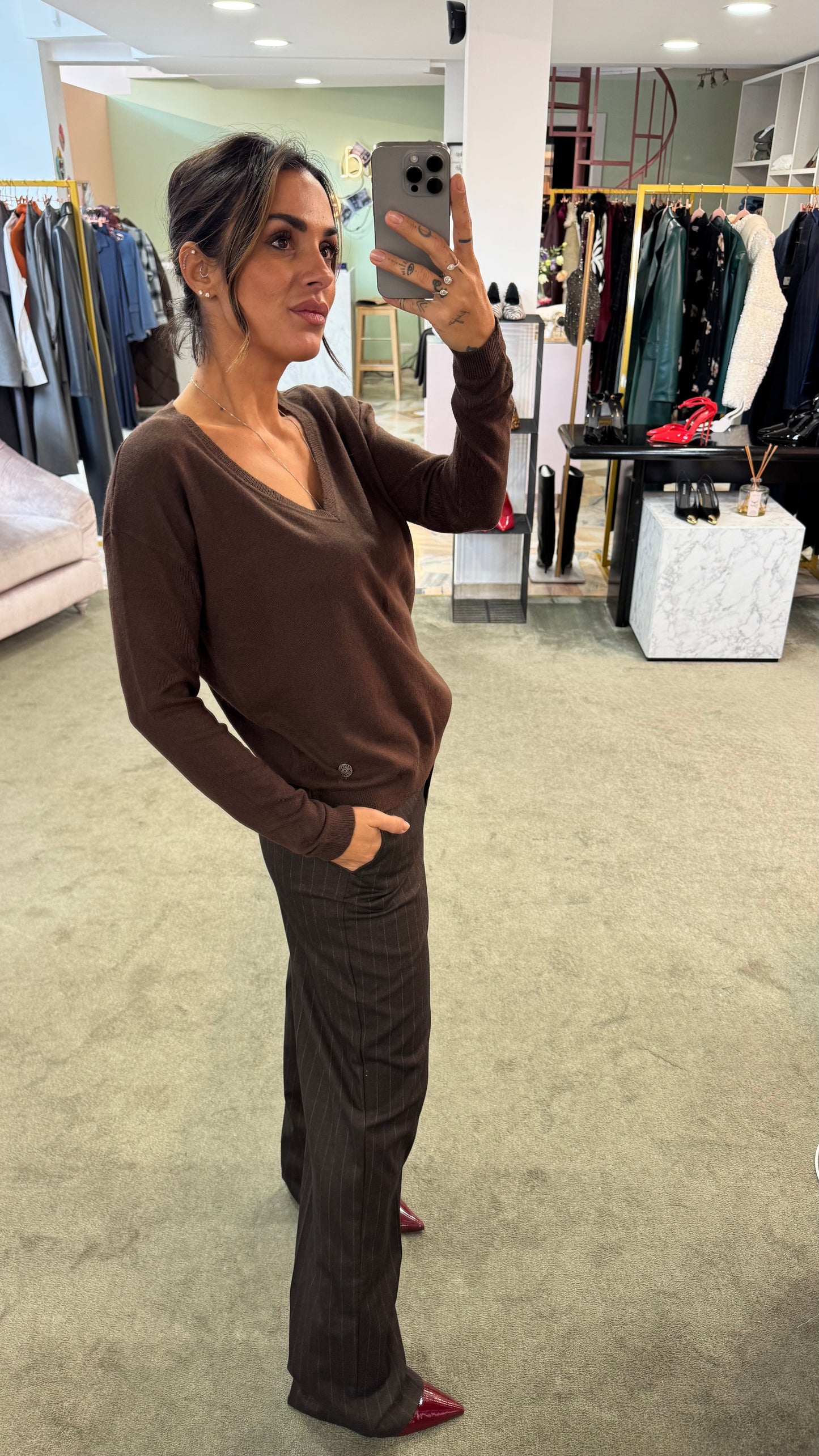 Pantaloni marrone gessato  jx