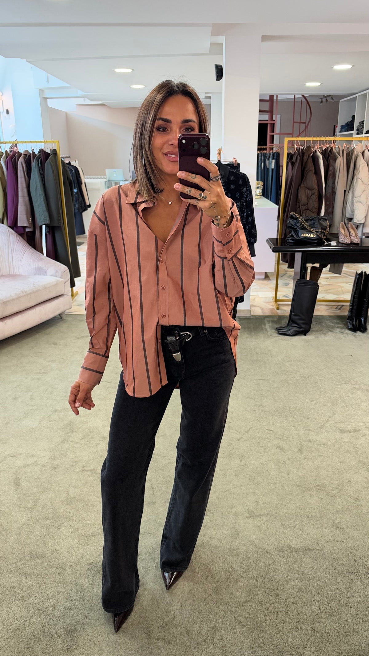Camicia rosa blush a righe ay