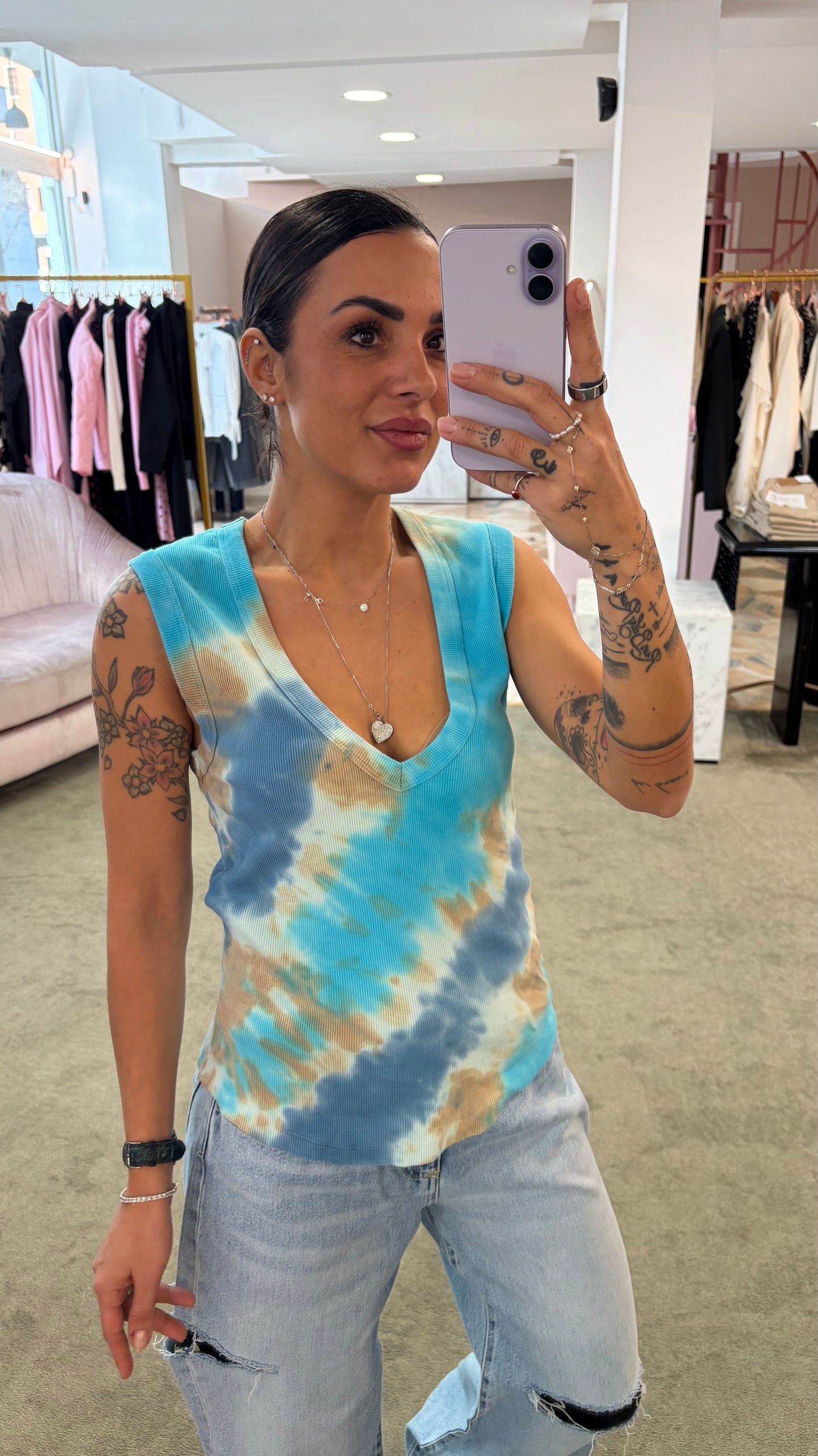 Canotta azzurra tie-dye Don't@Me