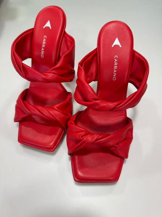 Scarpe mules rosse doppia fascia nodo
