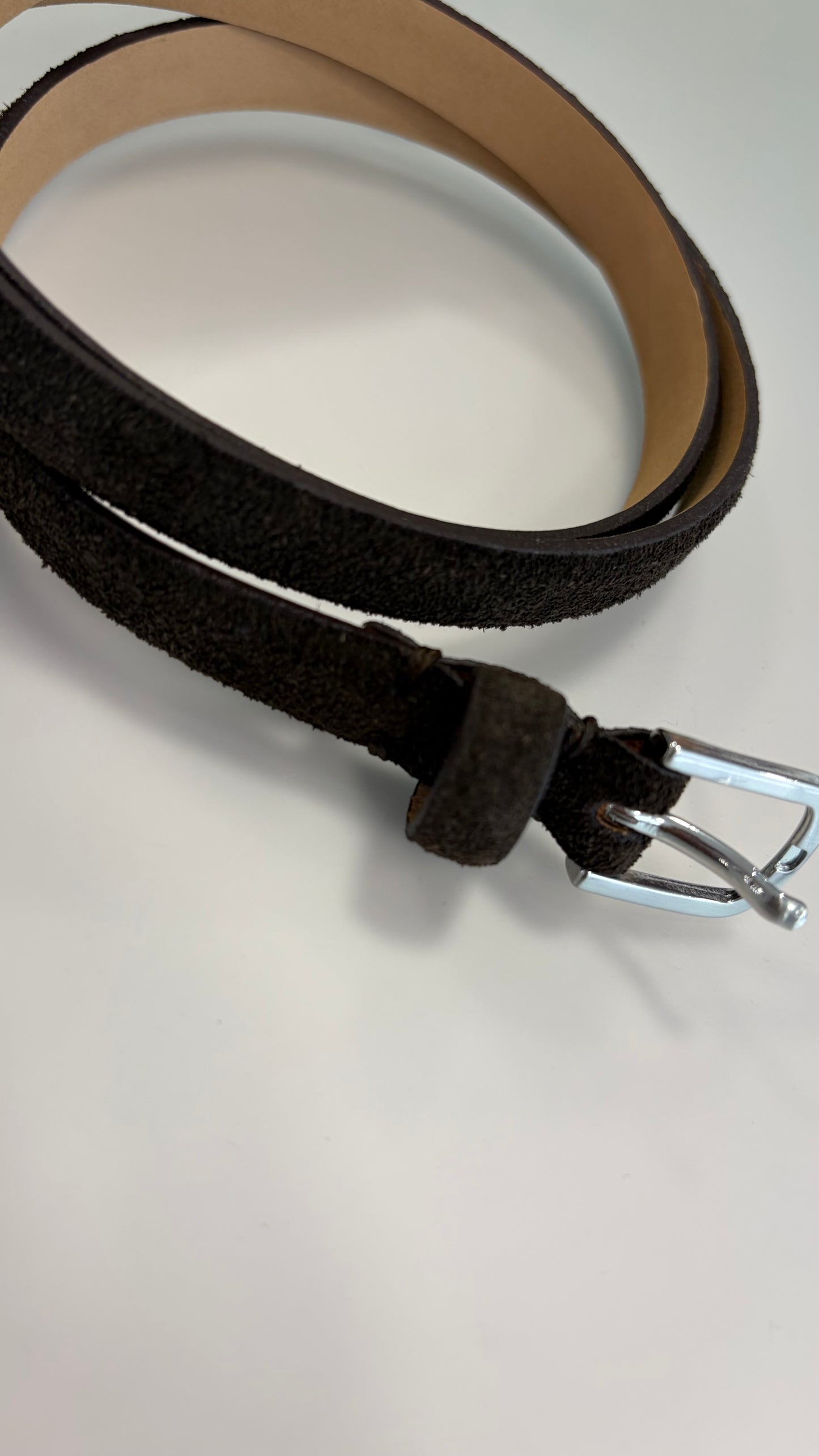 Cintura slim marrone in suede sl