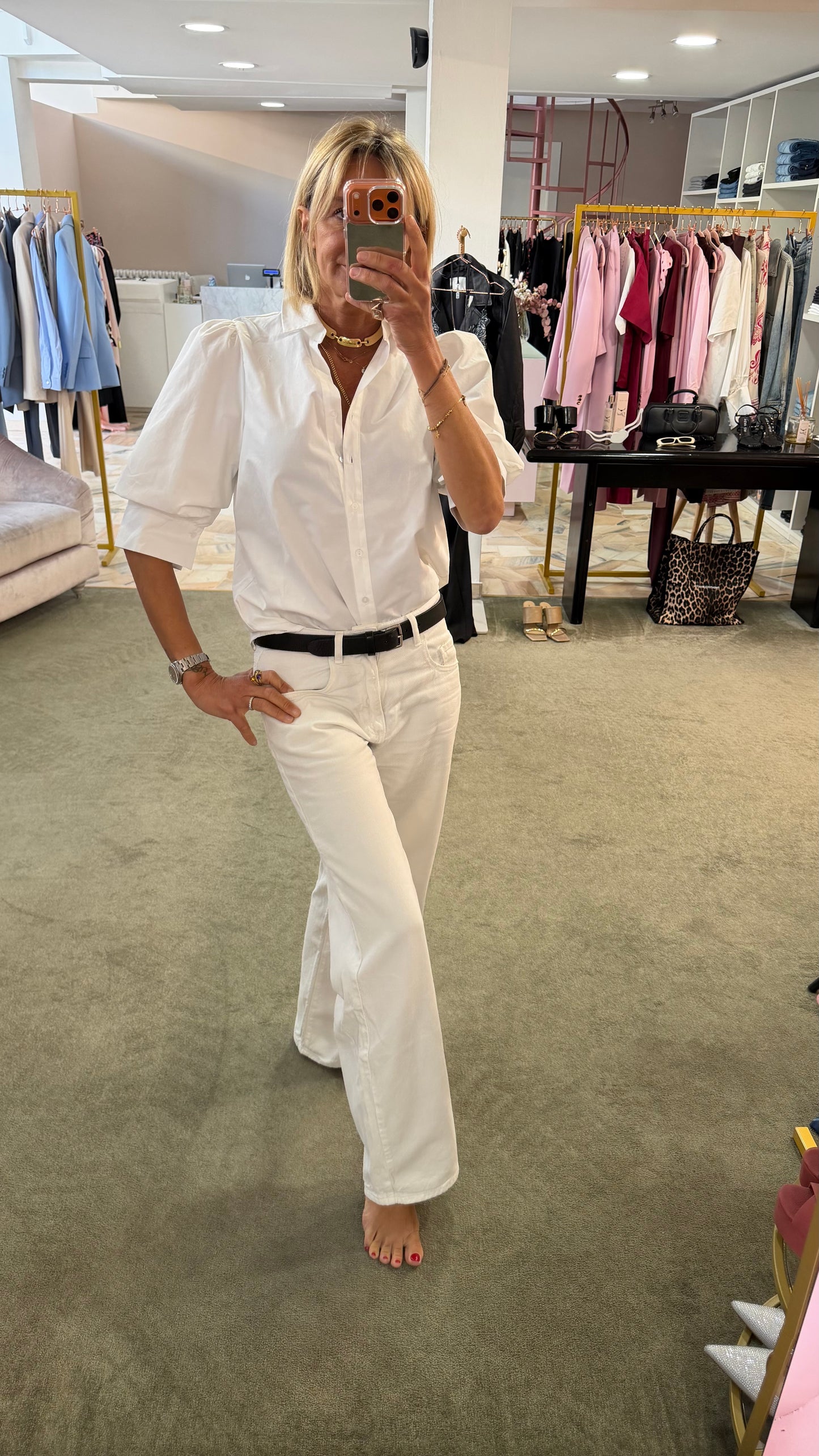 Camicia bianca manica a sbuffo 3/4 sy