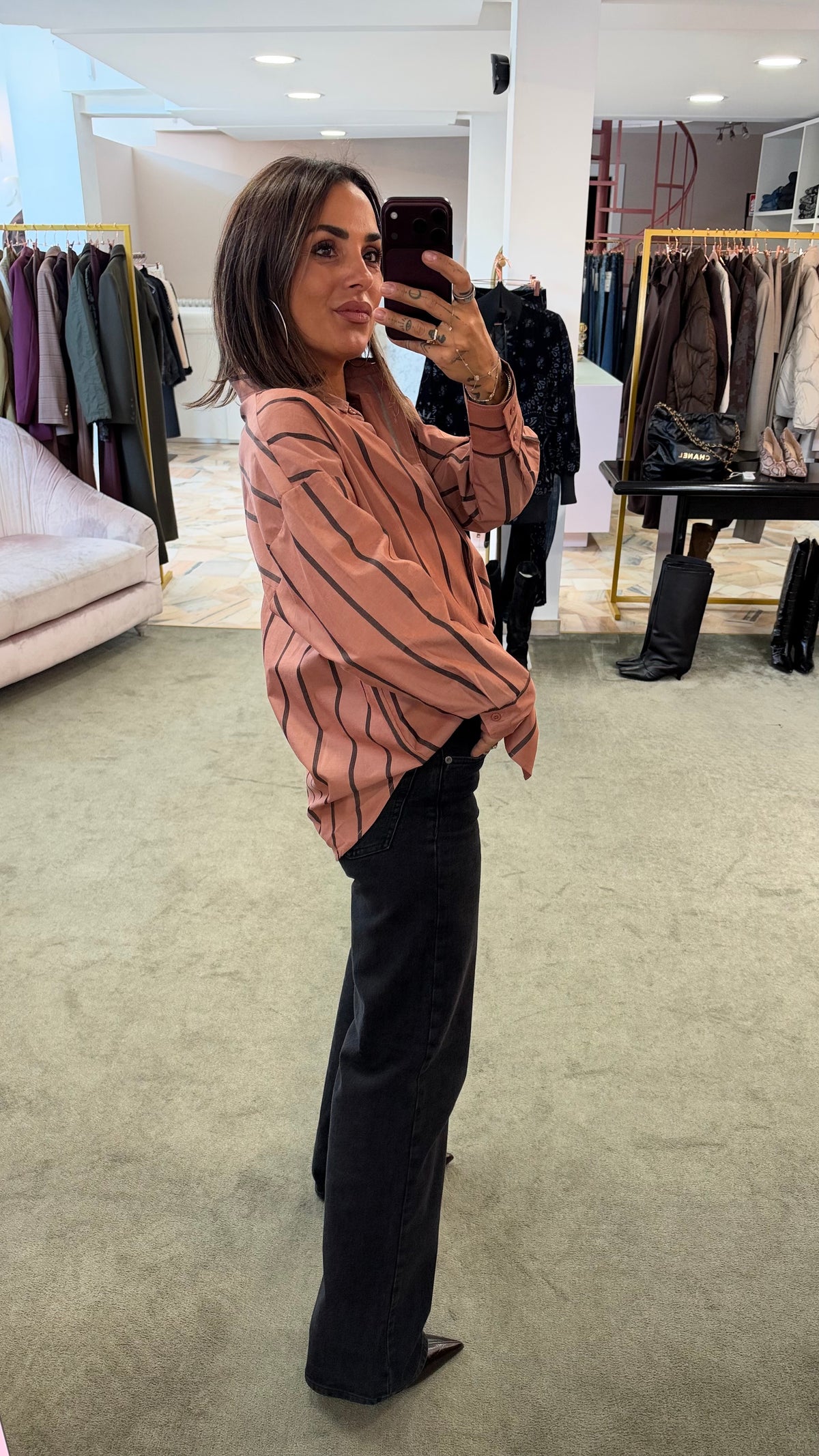 Camicia rosa blush a righe ay