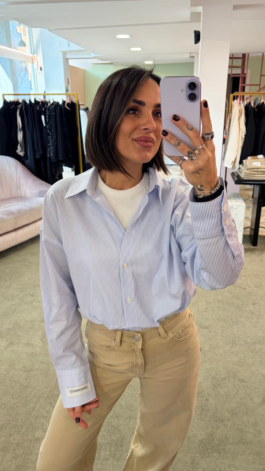 Camicia azzurra a righe in cotone Hinnominate