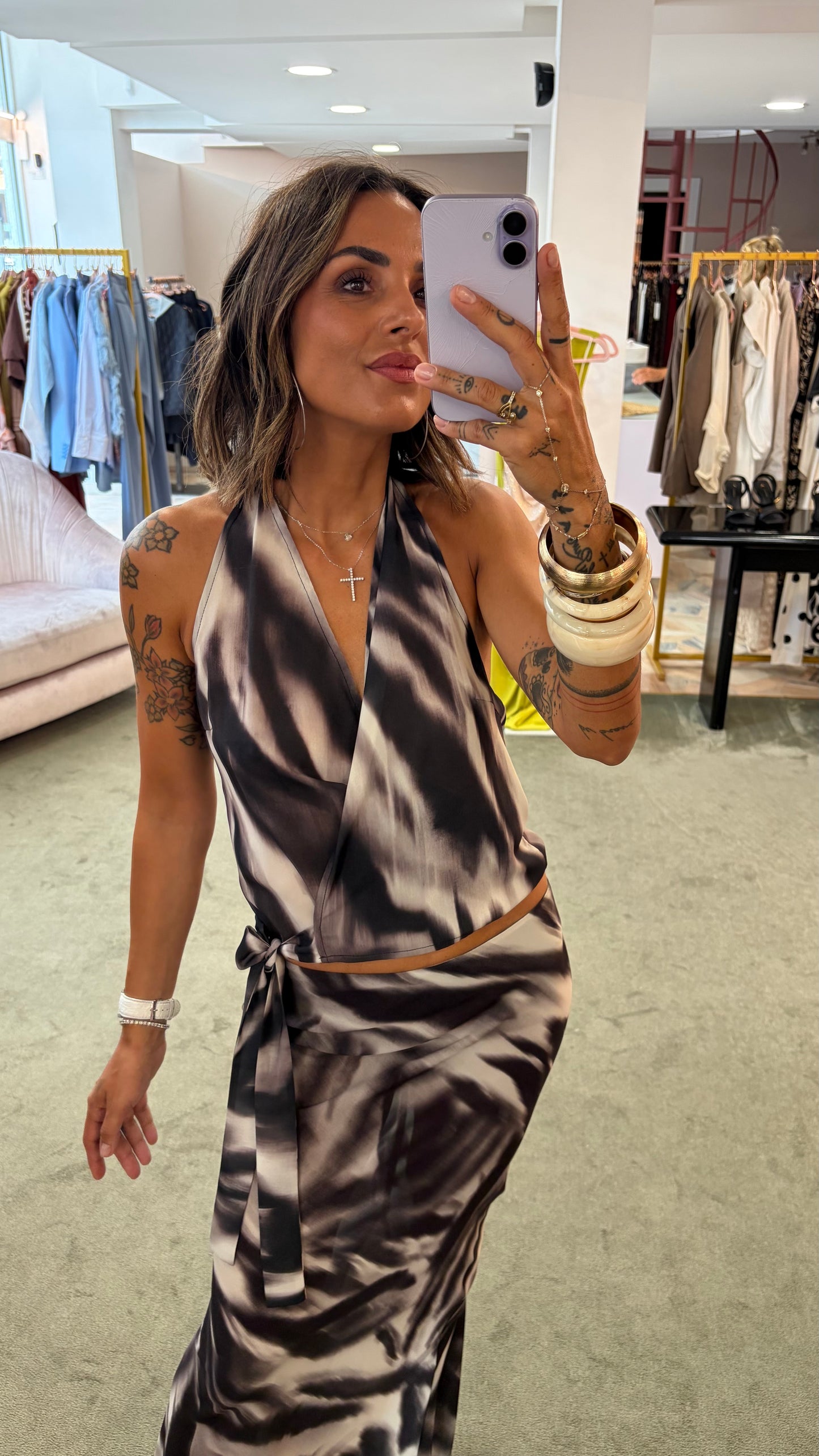 Top debbie MAR DE MARGARITAS nero tie-dye