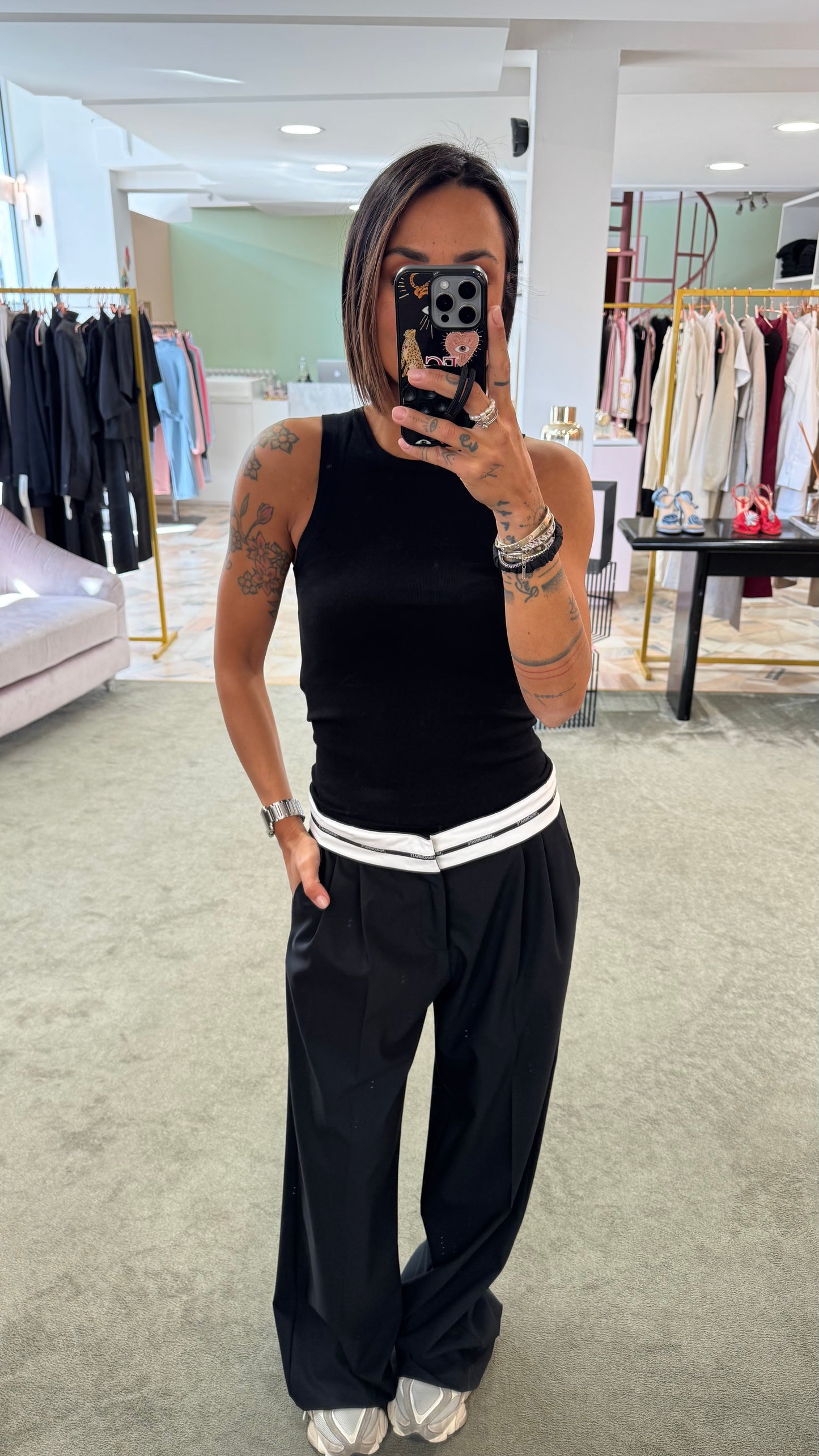 Canotta nera in maglia jx