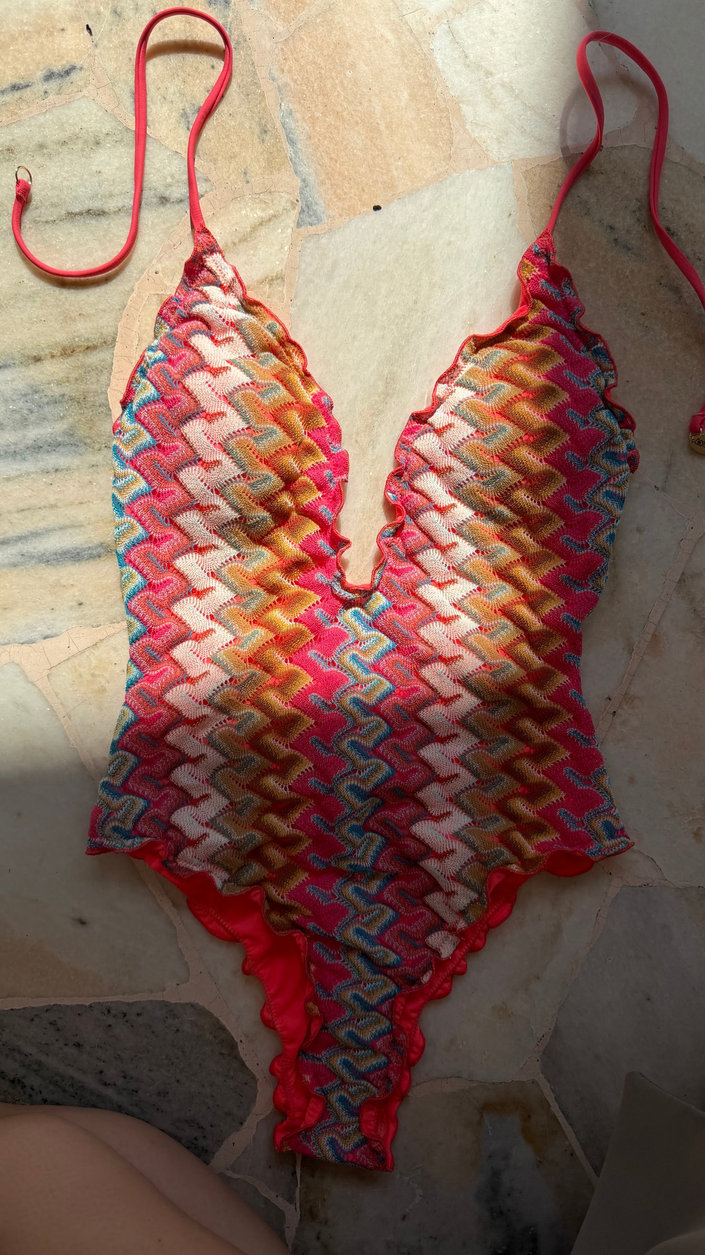 Costume intero corallo multicolor missoni vibes Cotazur