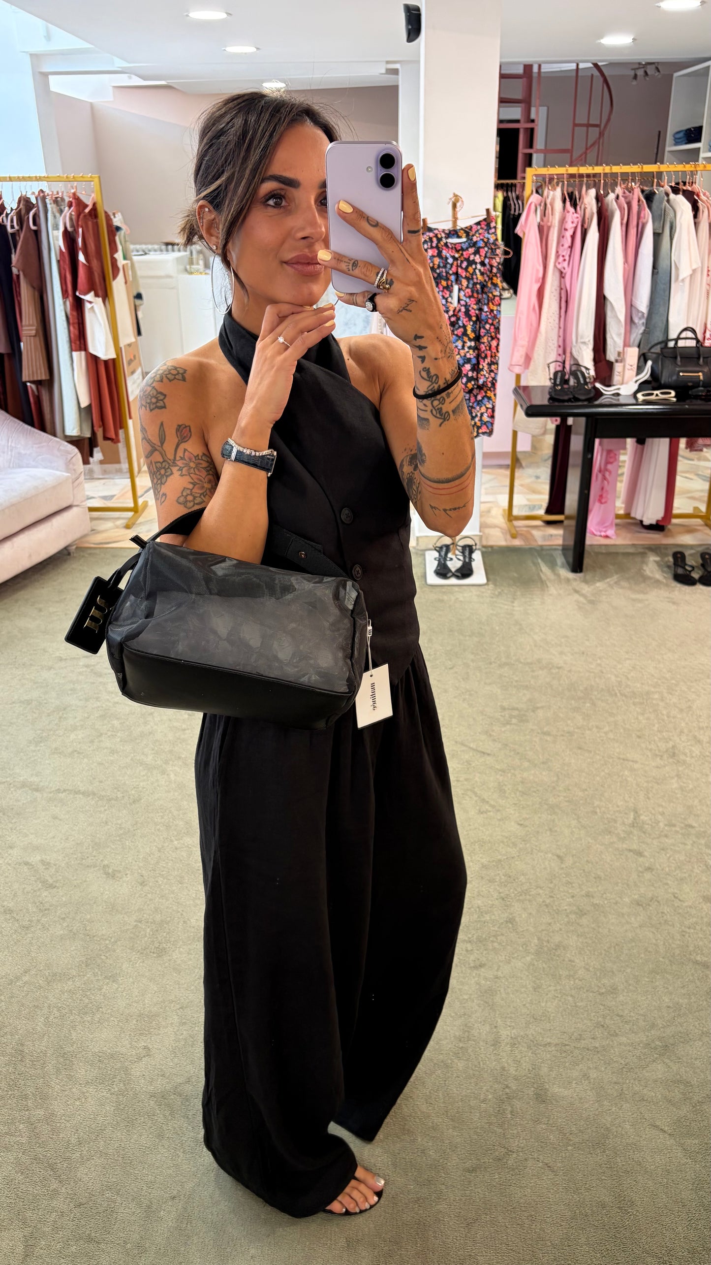 Pochette nera rete leggera Matinée