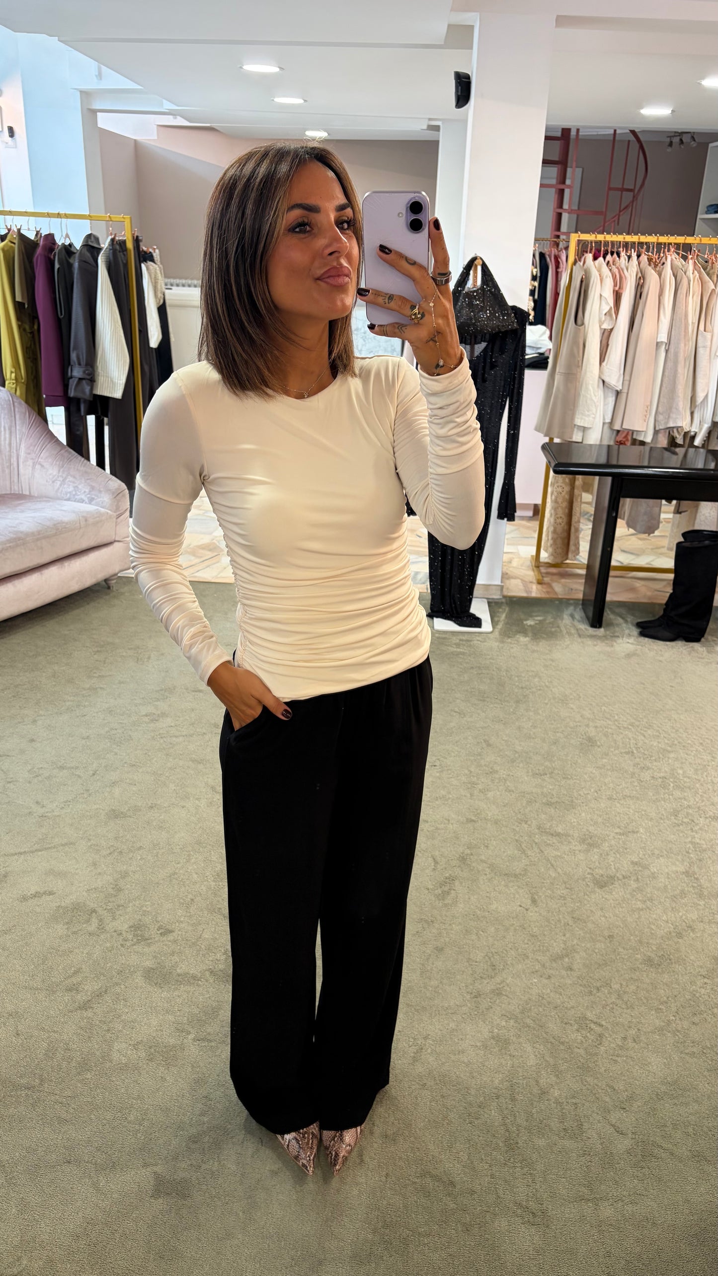 Pantaloni office neri con elastico in vita sl