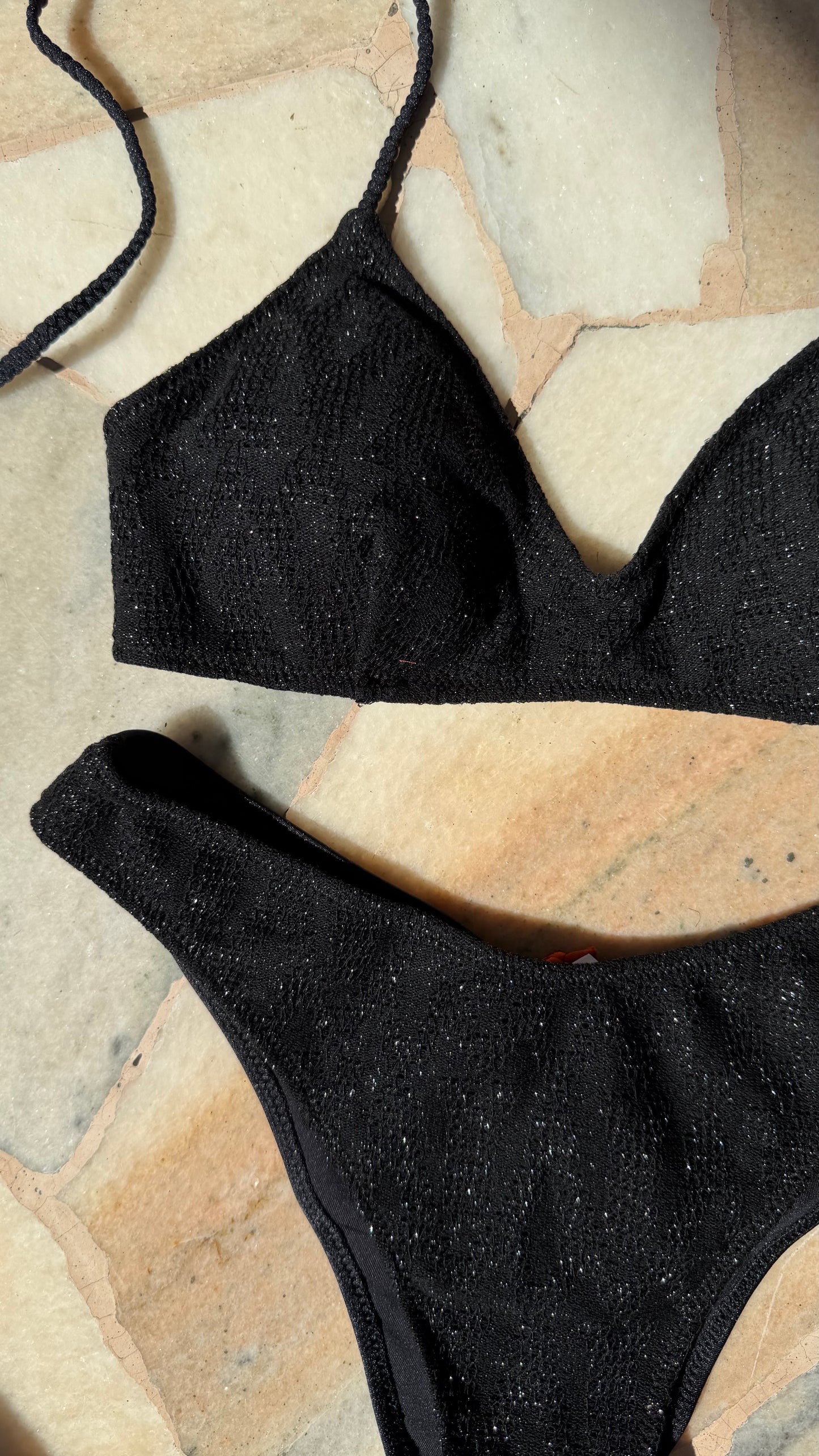 Bikini bralette in maglia nero lurex Cotazur