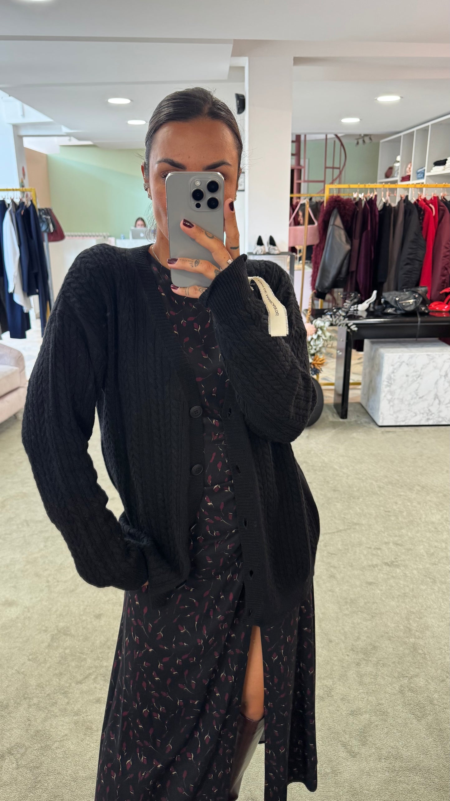 Cardigan a trecce MAR DE MARGARITAS nero