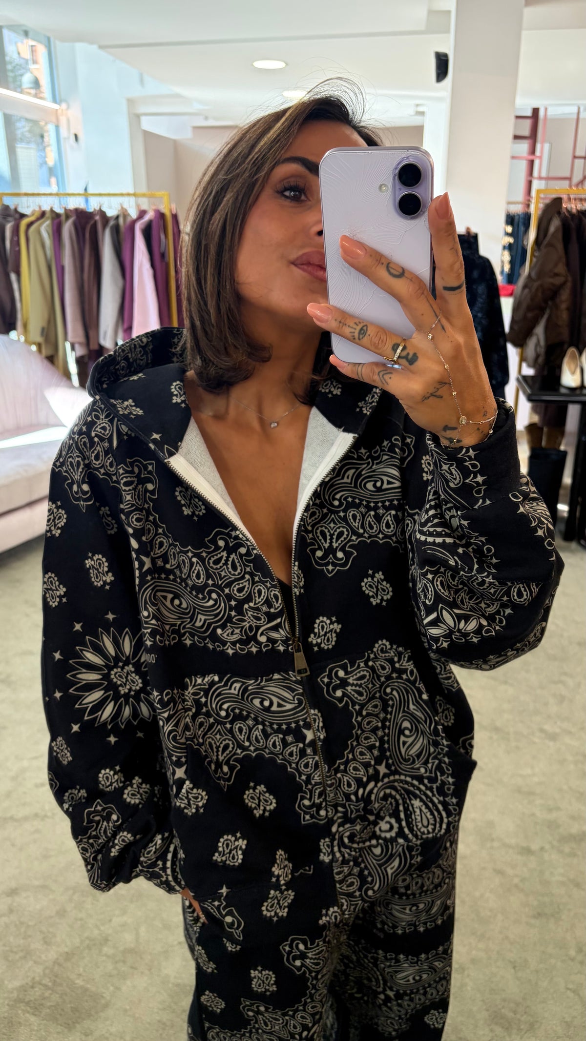 Felpa bandana nera con cappuccio e zip Don't@Me